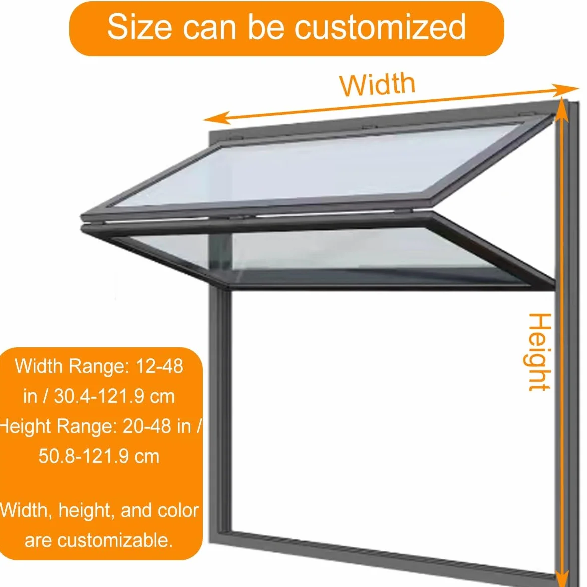 Ventana Plegable Interior de Doble Guillotina - Marco de Aleación de Aluminio, Vidrio Reforzado y Cerraduras. Personalizable para Casas Móviles y Uso Comercial.(WxH 44x40in/111.7x101.6cm)