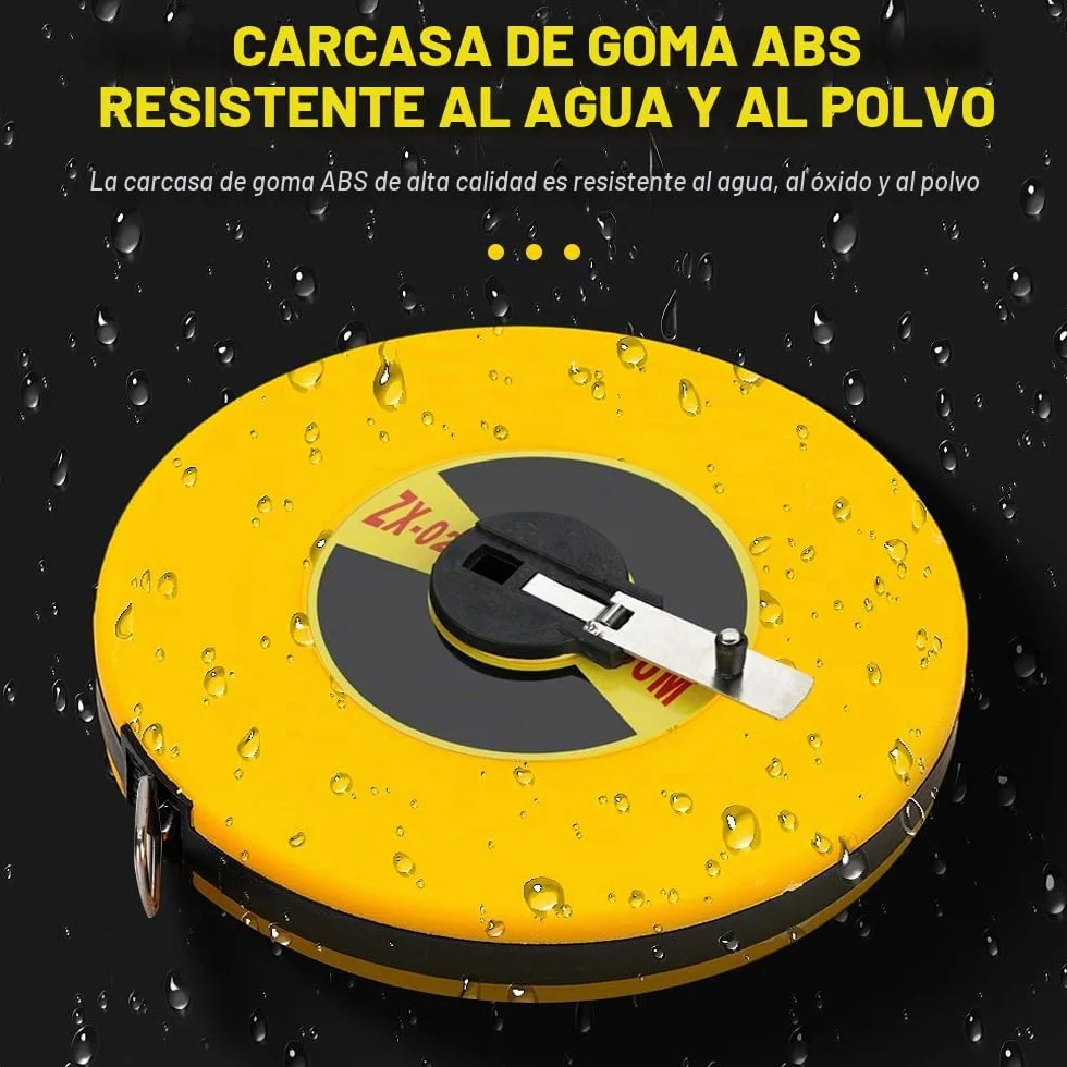 Cinta Métrica de Fibra de Vidrio 50 Metros, Cinta de Medir para Construcción e Instalación Eléctrica