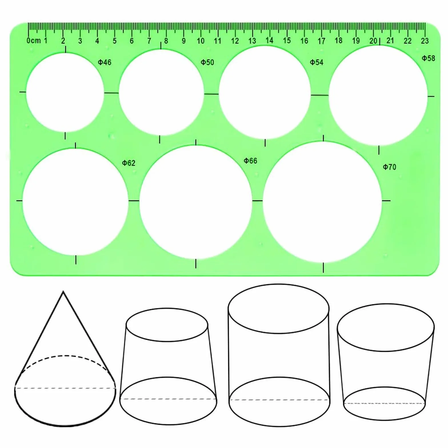 Plantillas Para Dibujar, Plantilla Circulos, Reglas Dibujo Tecnico, Plantilla Elipses Isometricas, Verde Transparente