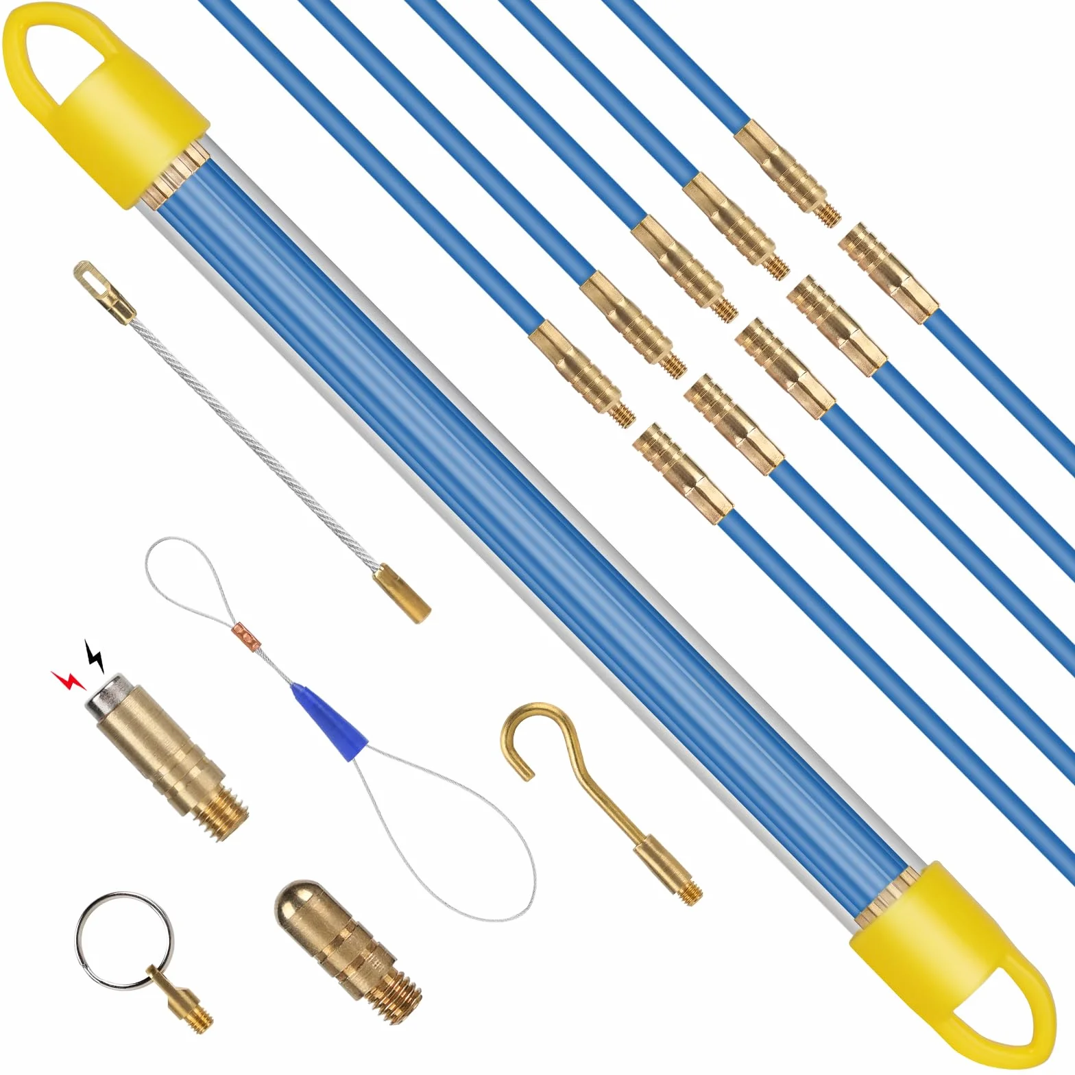 EFUTURETIME 10 x Guia Pasacables Profesional 33cm (Ø 4mm) Aguja Flexible de Fibra de Vidrio, Guia Cable Puller con Accesorios