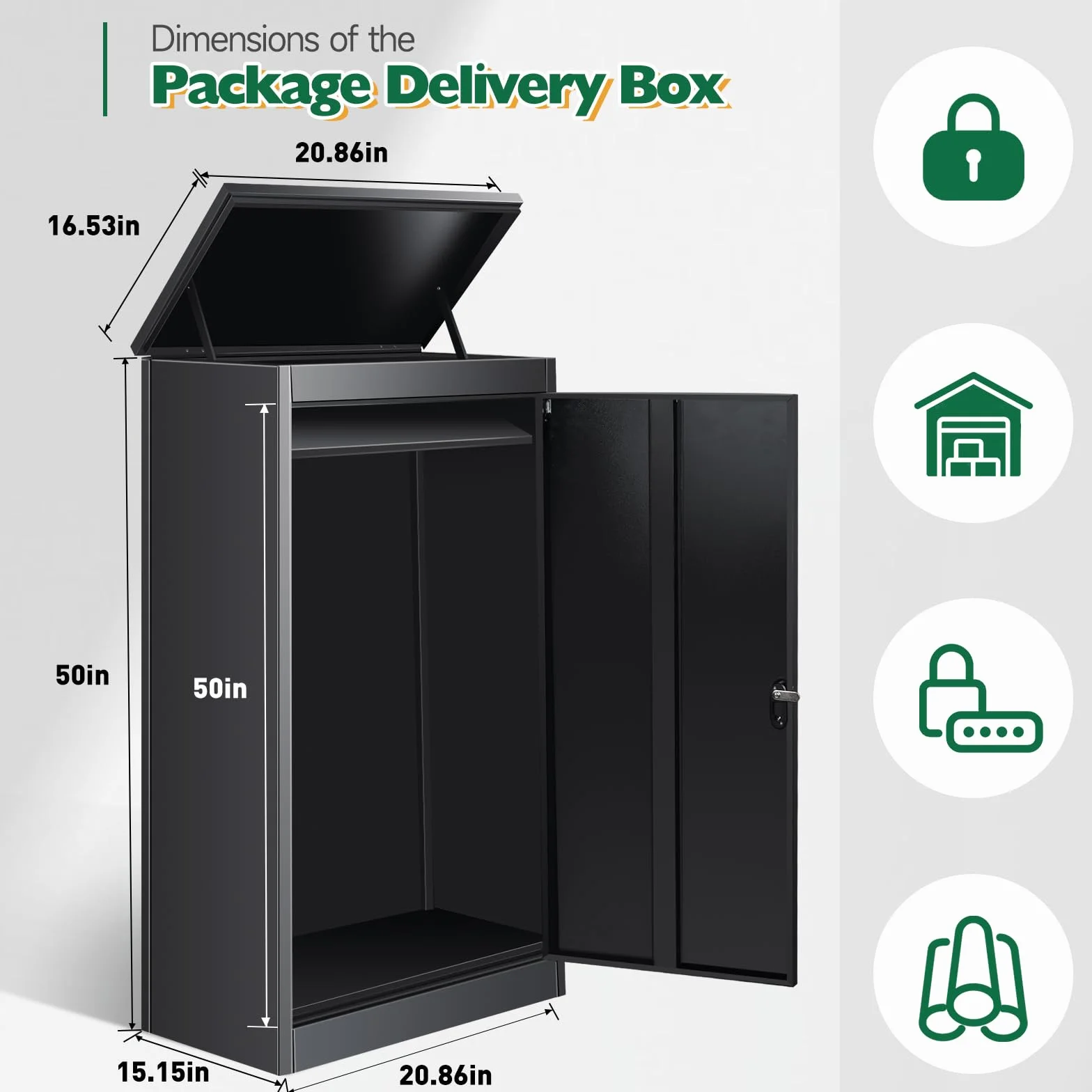 Express Package Delivery Box - Caja para uso exterior, ultraespacio para paquetes con llave, gres, resistente al agua y anticipación de robos (120 cm/50 pulgadas)