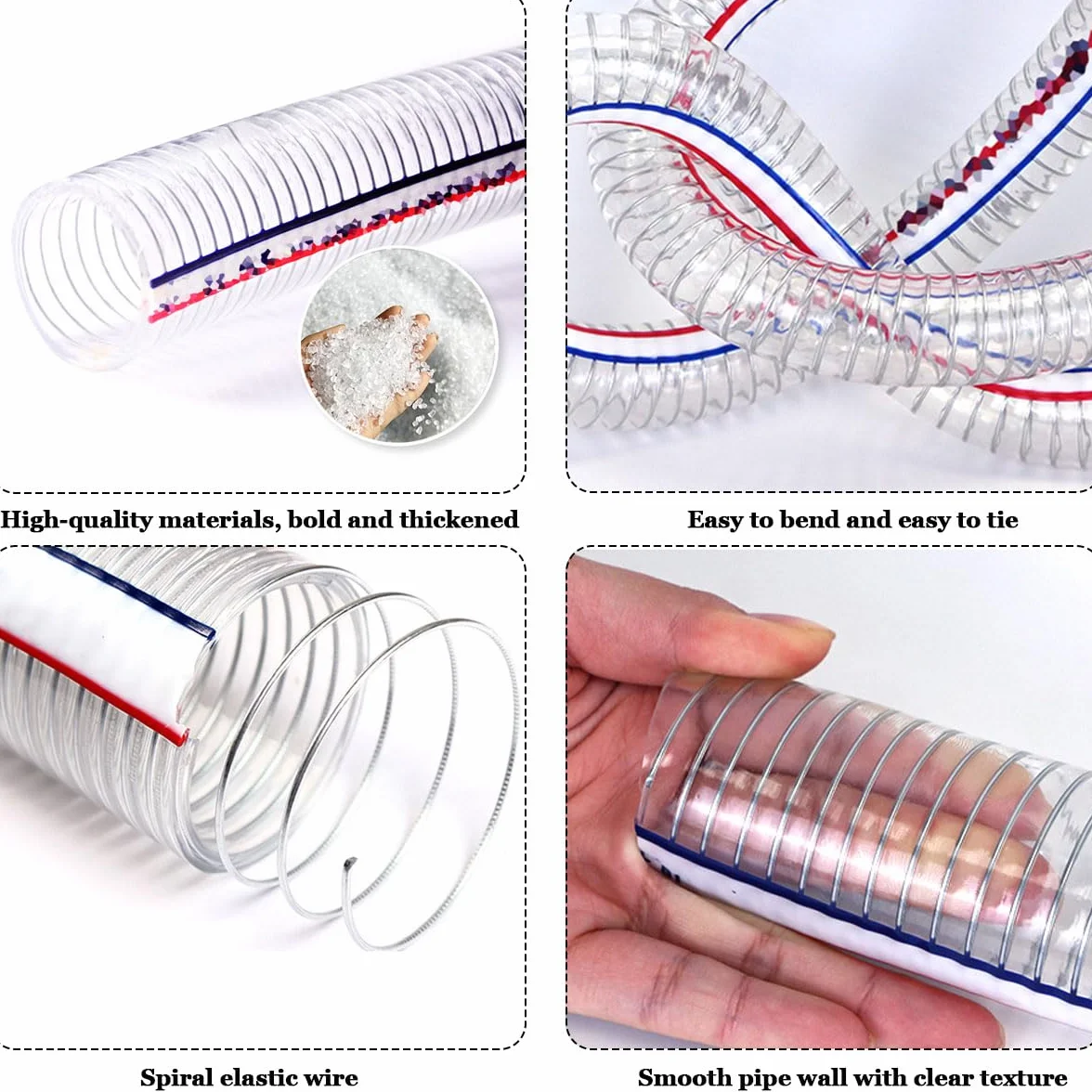 Tubo De PVC Transparente Manguera De Alambre De Acero Transparente, Tubo De Plástico De 1M, Tubo De Agua Flexible,75mm x 3.5mm