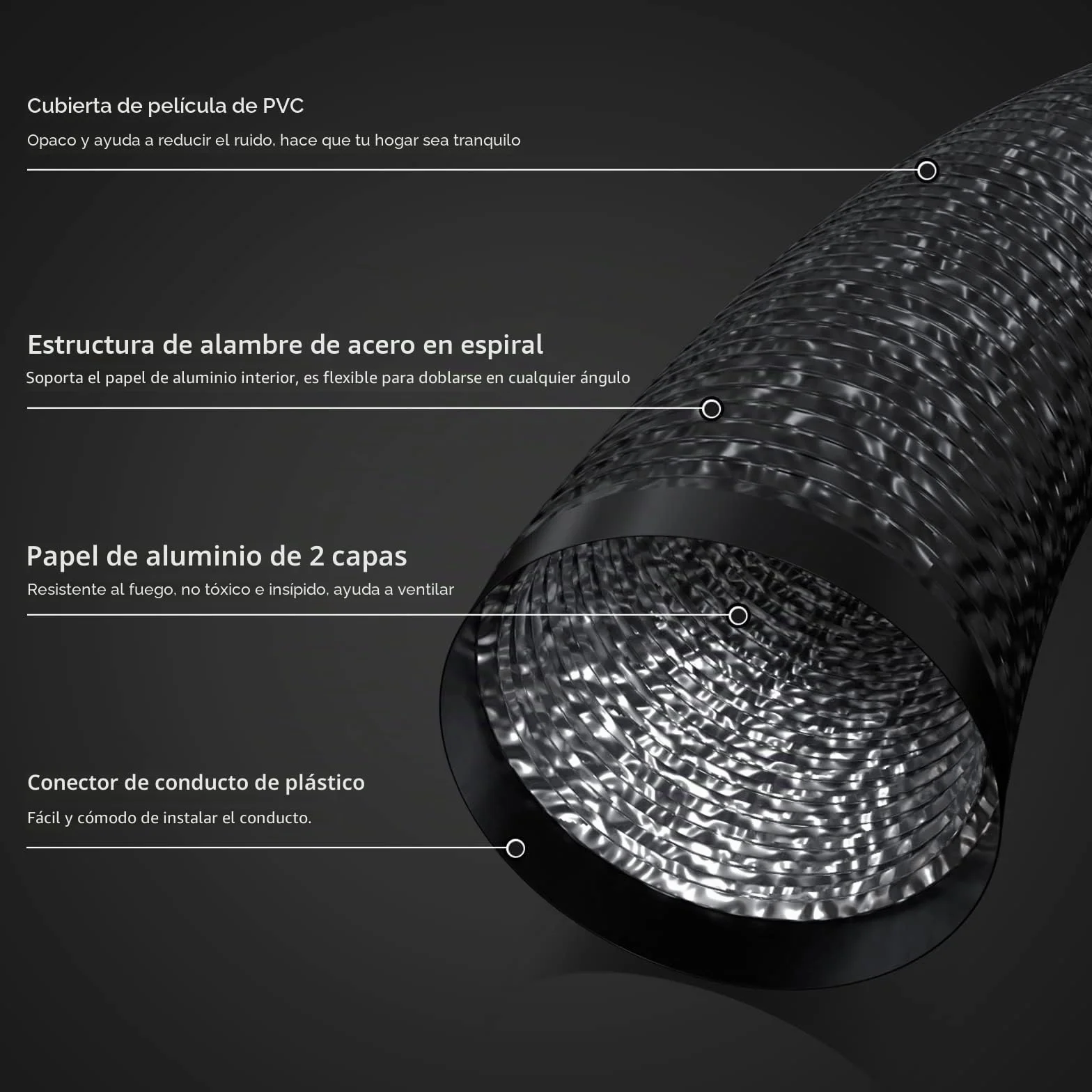 Aygrochy Manguera de ventilación de PVC de 150 mm, manguera de ventilación de 6 metros con 2 abrazaderas de manguera de acero inoxidable para aire acondicionado móvil, secadora, ventilador de