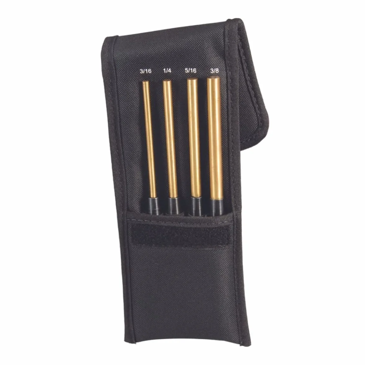 Starrett SB248Z - Punzón de latón de longitud extendida, juego de 4 piezas, diámetro de pasador de 3/16 a 3/8 pulgadas, longitud total de 8 pulgadas, longitud de pasador de 3 – 1/2 pulgadas, en bolsa de tela