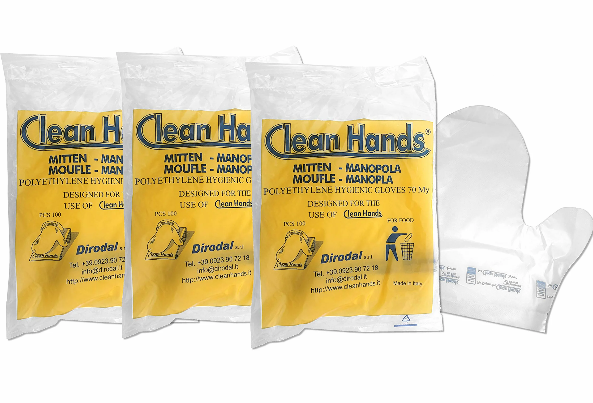 CLEAN HANDS 300 guantes higiénicos resistentes – Repuesto para kit multiusos, para panaderías, pastelería, heladería, tiendas de alimentos (3 paquetes)