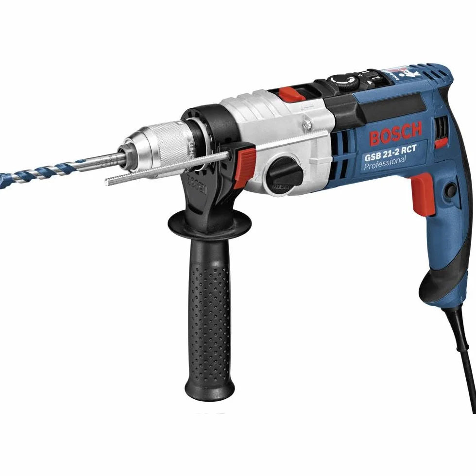 Bosch Professional taladro percutor GSB 21-2 RCT (Ø de perforación en hormigón: 13-22 mm, 1300 W, incl. portabrocas intercambiable 13 mm, profundidad retráctil 210 mm, empuñadura auxiliar, maletín)