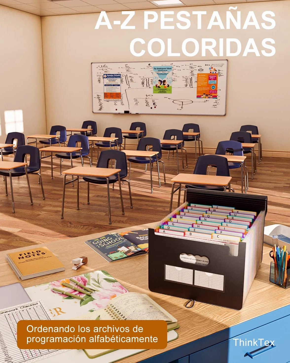 ThinkTex Carpeta Clasificadora A4 Expandible Acordeón 26 Bolsillos Archivador Oficina Escuela
