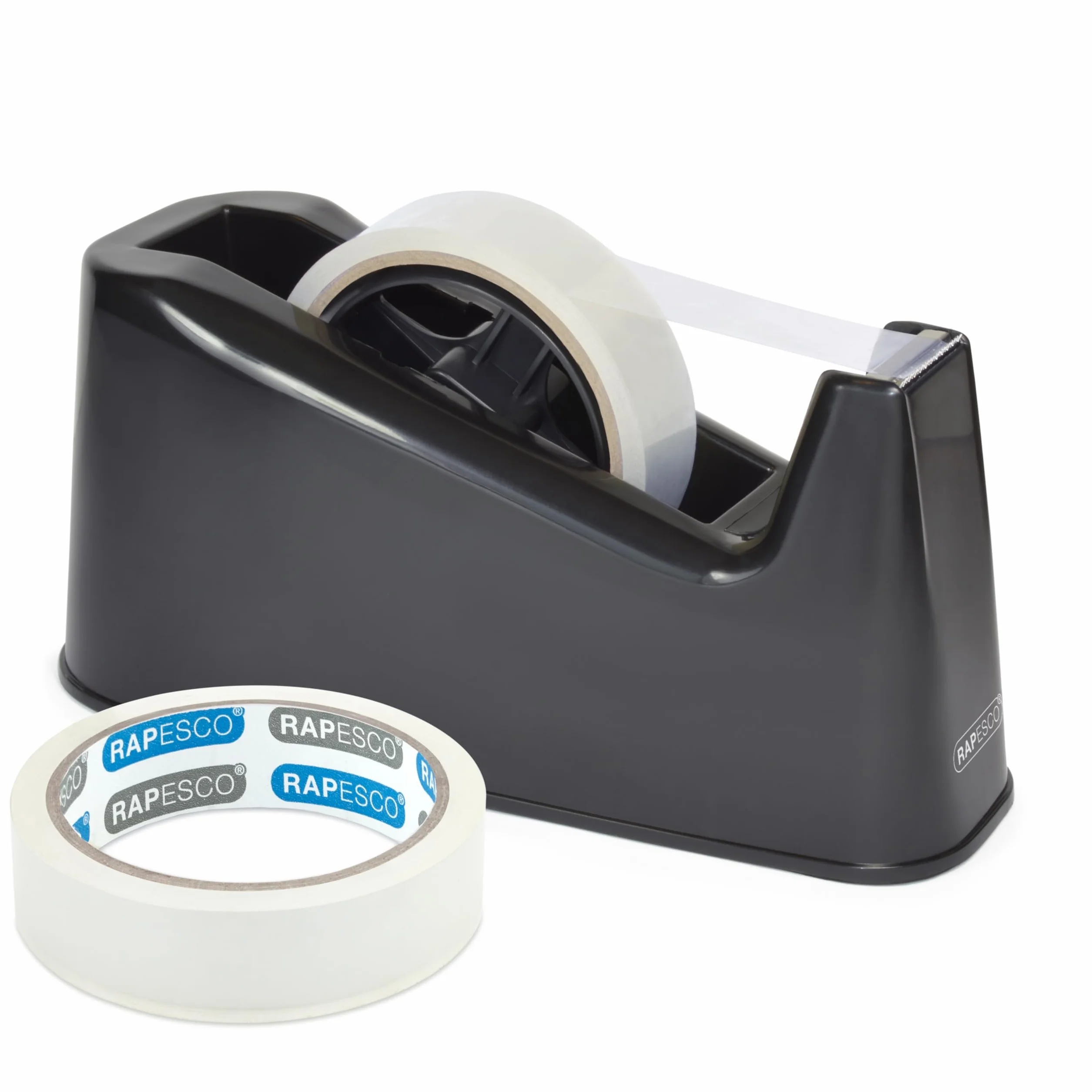 Rapesco 1540 Dispensador de Cinta Adhesiva Profesional 500 mas 2 Rollos de Cinta, Negro