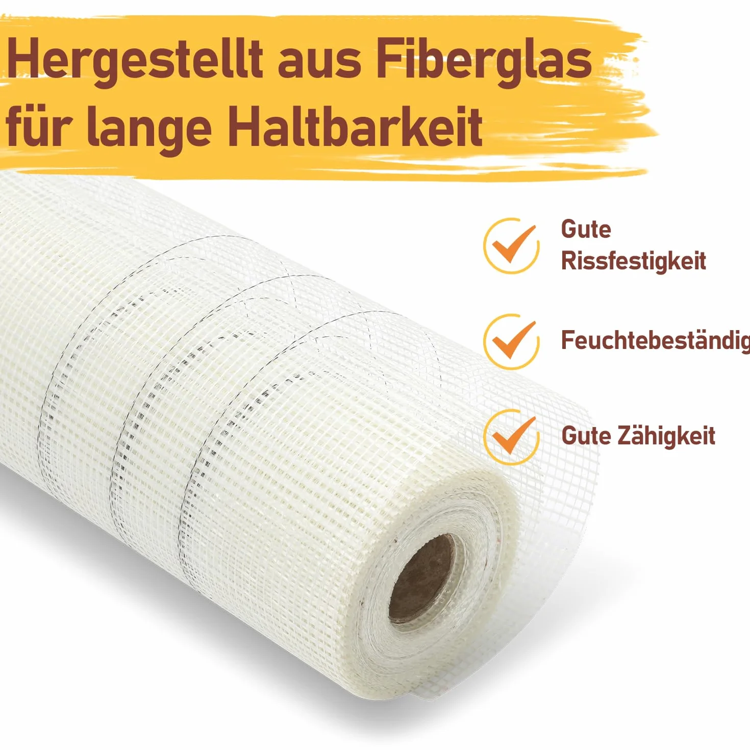 Malla de refuerzo de 160 g/m², tejido de yeso 1 m x 50 m, tejido de fibra de vidrio de 4 x 4 mm para enlucido interior y exterior, aislamiento de fachadas, protección contra grietas, rejilla