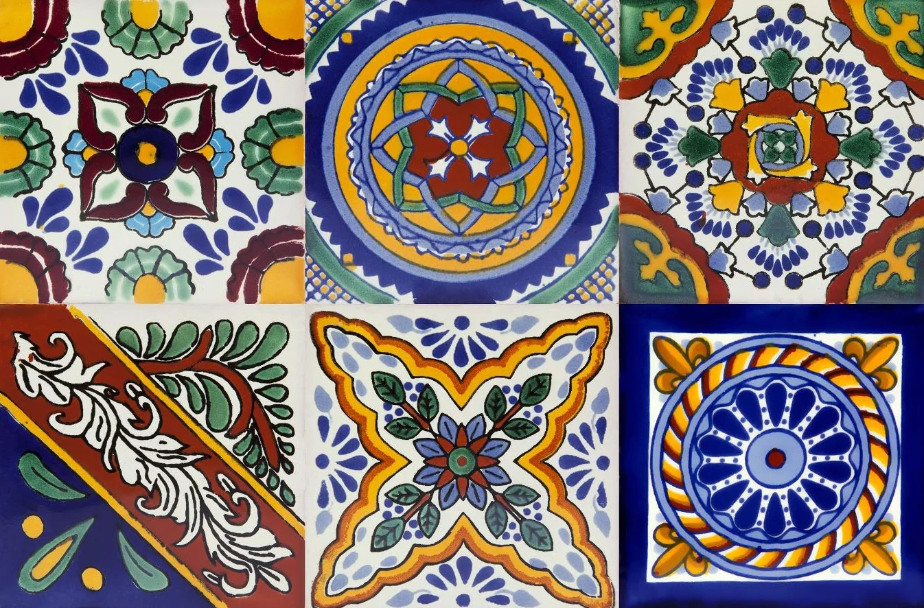 Cerames Azulejos de cerámica Mexicana Ramon - 30 azulejos decorativos de pared mexicanos para baño, cocina, ducha | Azulejos de mosaico de cerámica 10,5x10,5 cm