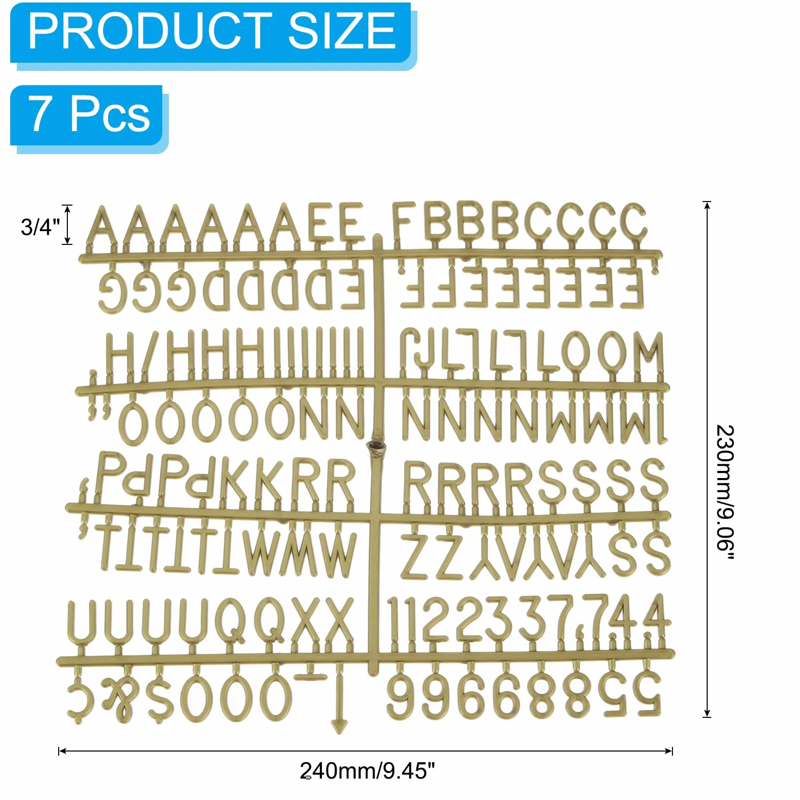 PATIKIL Letras de Fieltro 3/4 Pulgada 7 Piezas 1029 para Tablero de Mensajes de Plástico Cambiable Bronce