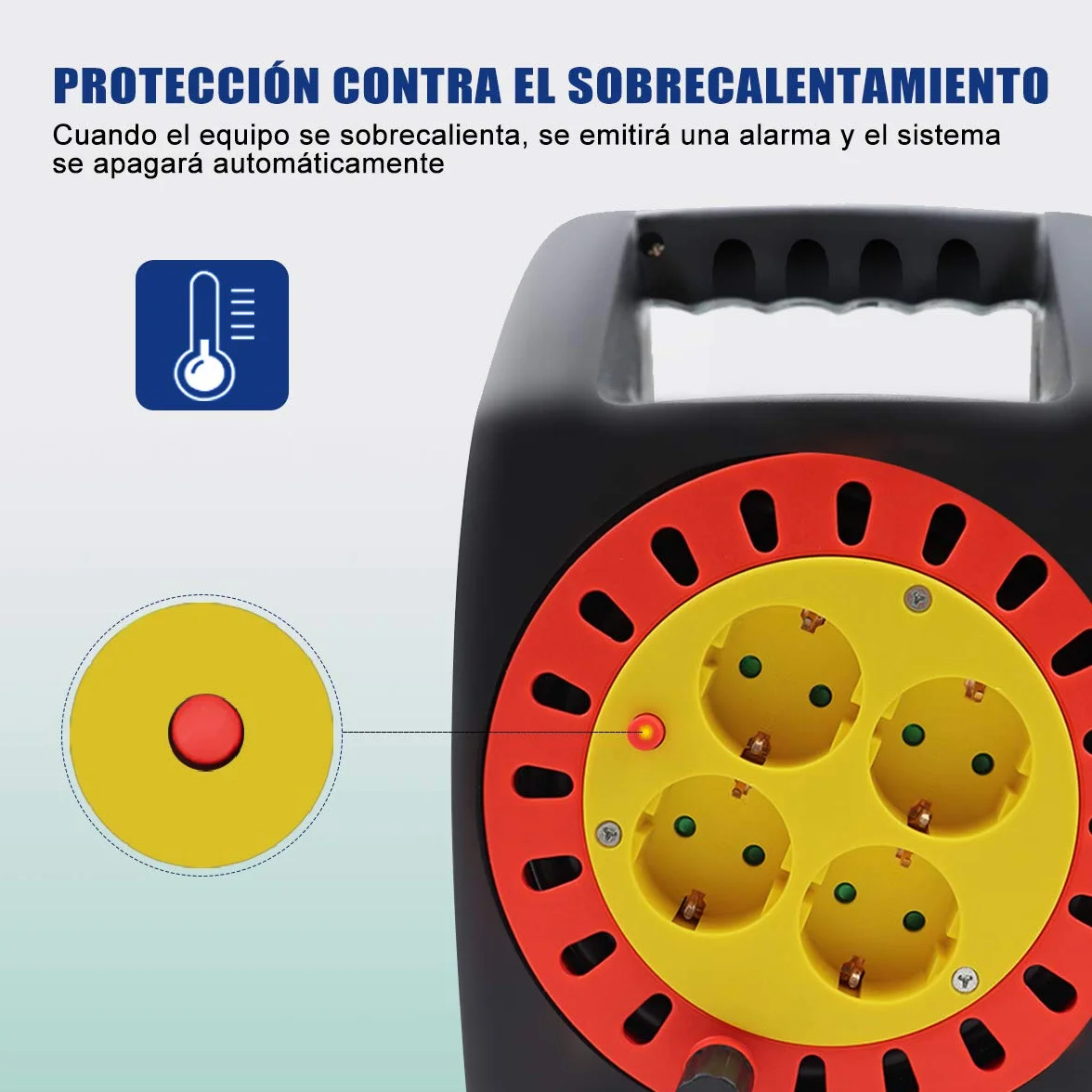 ExtraStar Cable de alimentación de bobina enrollable de 20 metros y 4 enchufes (2P+T) (20M) …