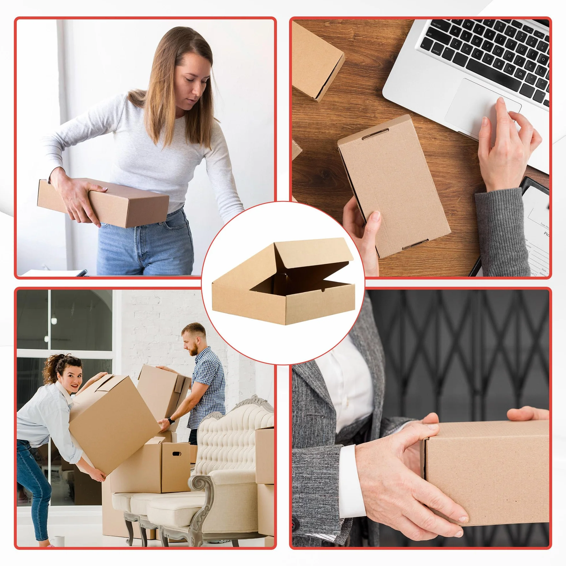 Pack 25 Cajas Cartón Automontables 35x26x8cm Kraft Envíos Regalo