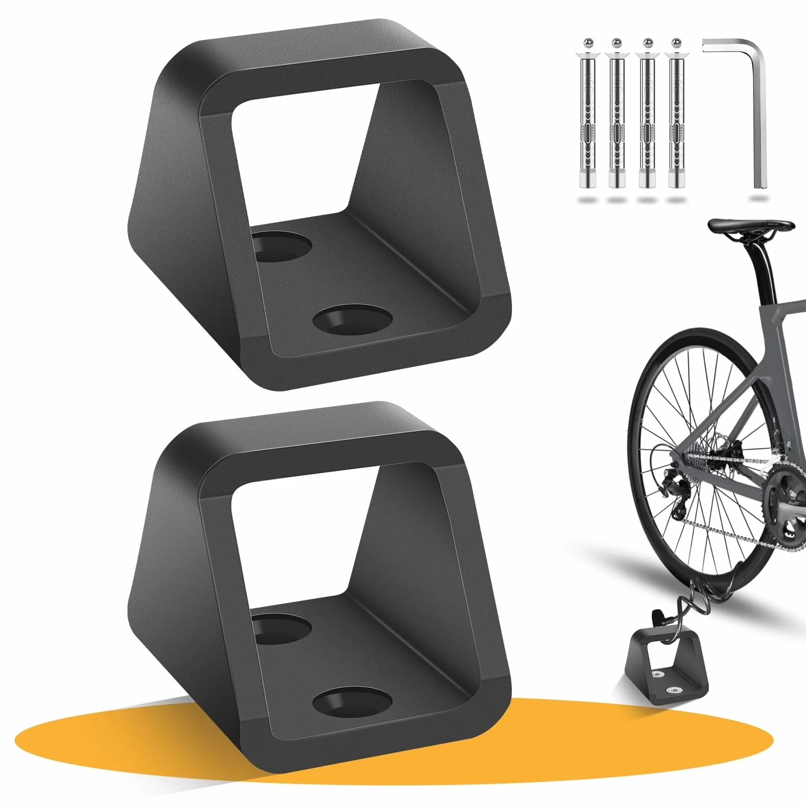Anclaje de pared para bicicleta de acero de 5 mm de grosor, antirrobo, para bicicletas, con 4 juegos de tornillos de acero inoxidable 304, anclaje de pared estable