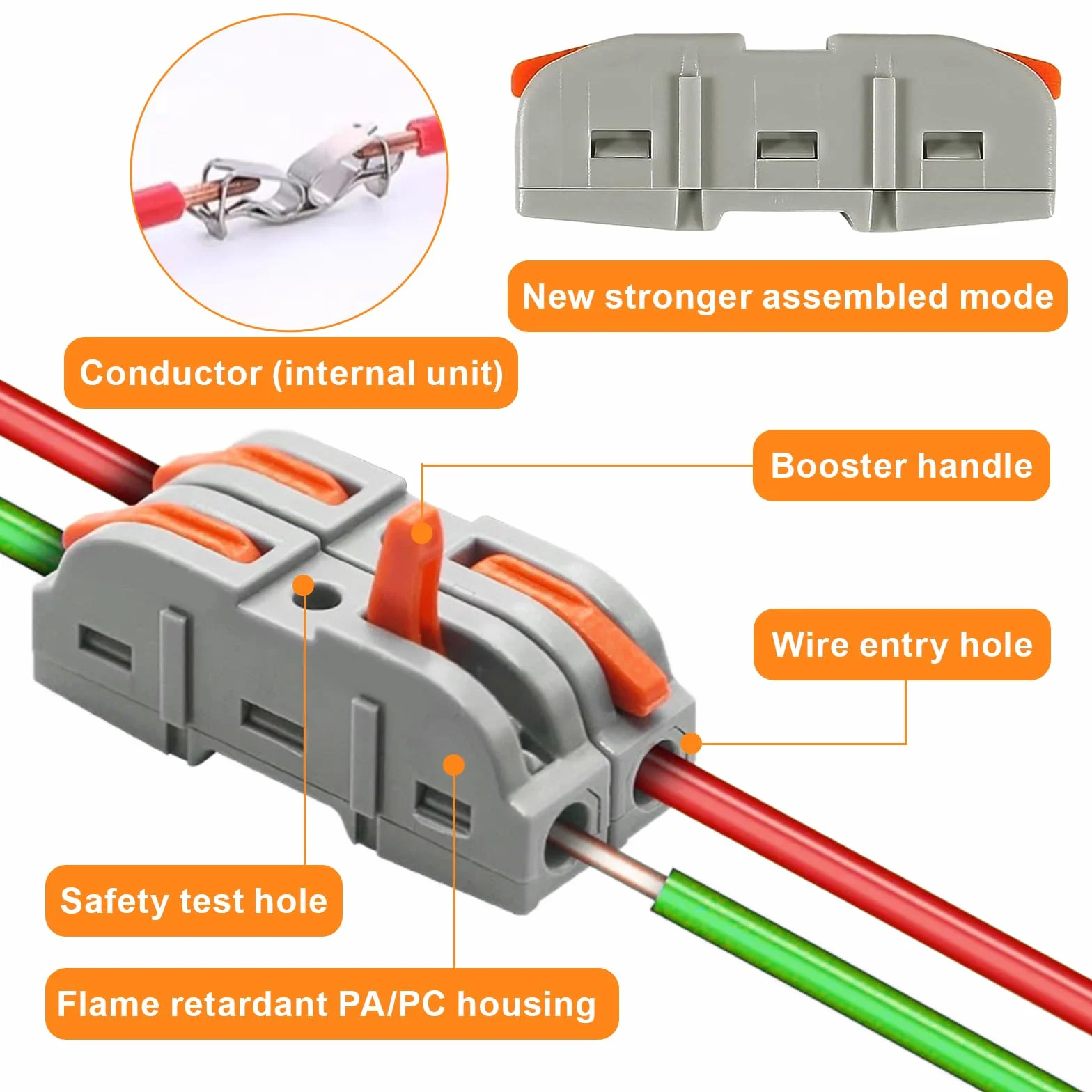 Conectores Electricos Rapidos SPL-1 Clemas Electricas con Palanca 28-12 AWG SPL1-5 Acoplamientos de cable 50 Piezas