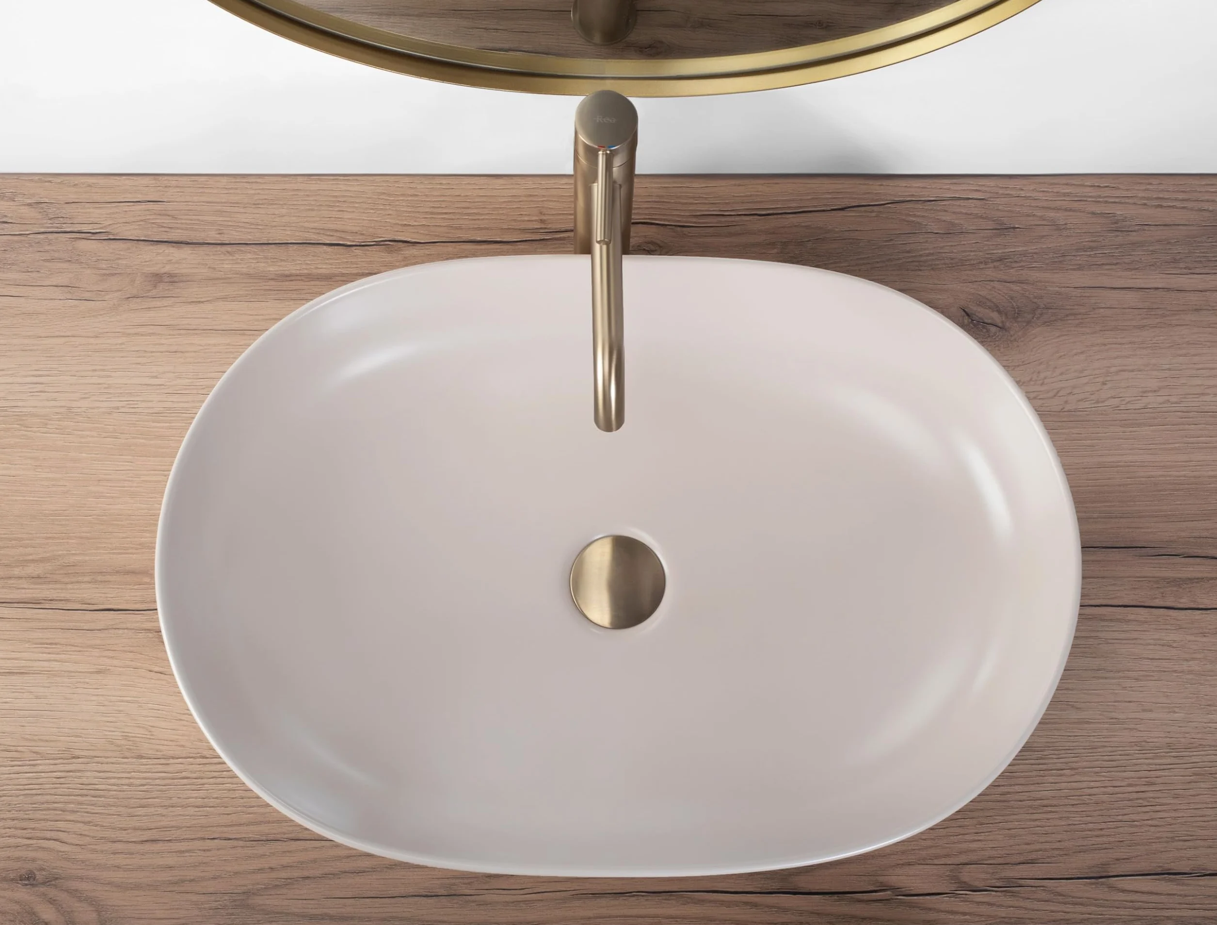 Rea Lavabo sobre Encimera CLEO 61 BEIGE MATE Lavabo de baño 41,5 x 60,5 x 14 cm Cerámica (Beige)