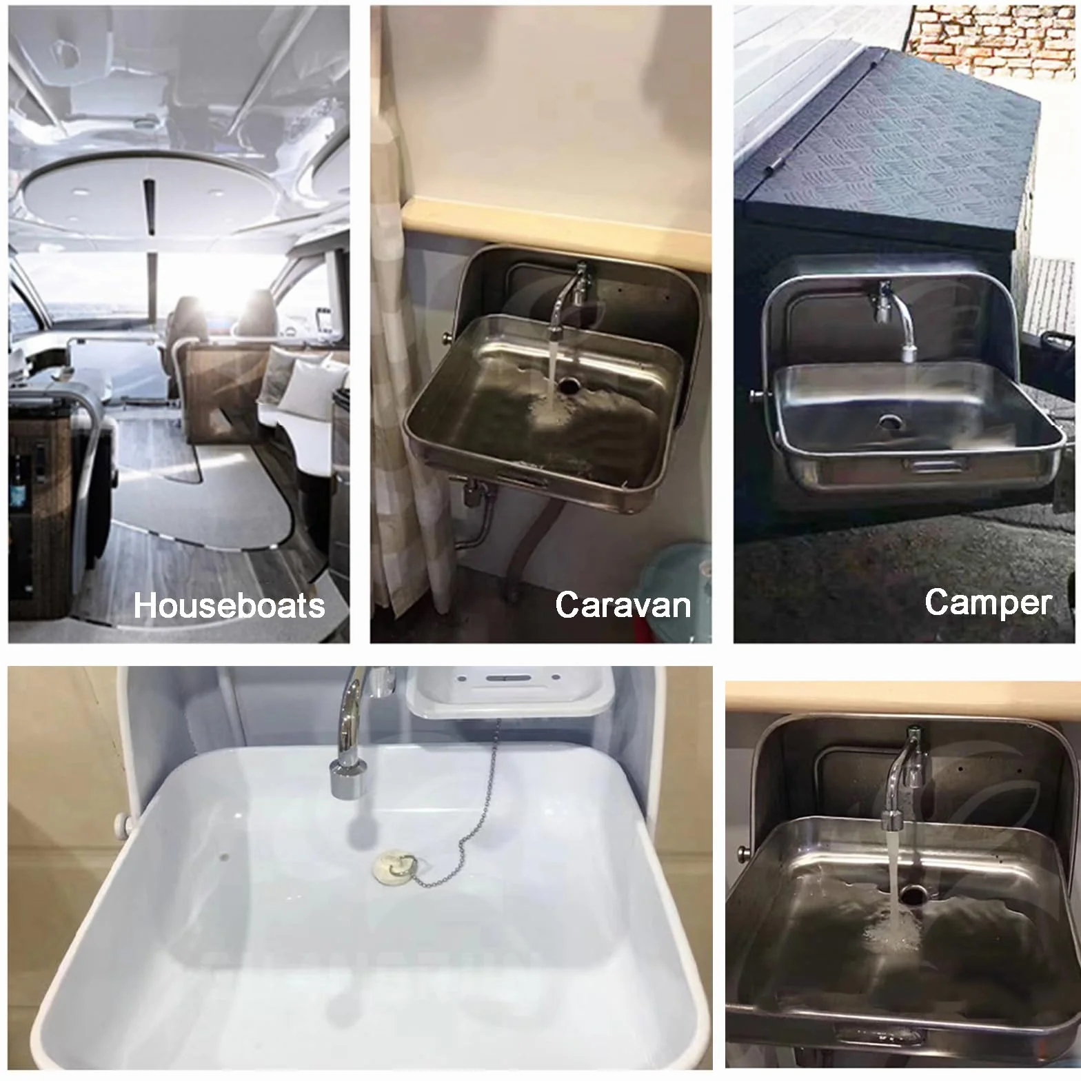 Fregadero Plegable para Caravana, Fregadero De Baño De Acero Inoxidable con Grifo De Agua Fría, Lavabo De Mano Pequeño para Exteriores, Montaje En Pared, para Cocina De Barco Camper