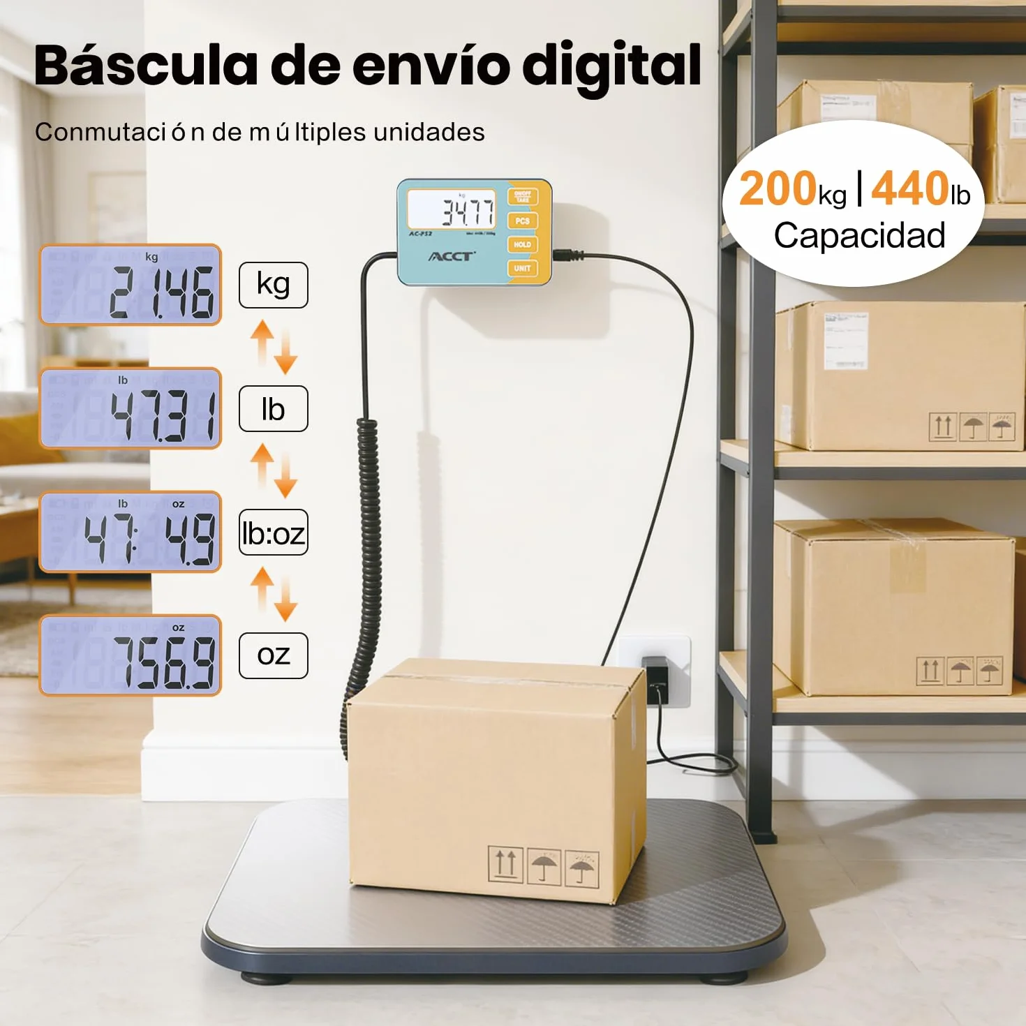Báscula postal digital 200 kg comercial para paquetes correo almacenes equipaje