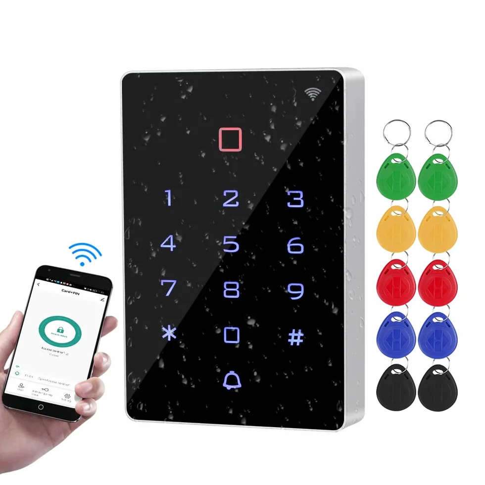 WiFi Tuya Control de Acceso RFID Teclado Inalámbrico IP68 Controlador de Acceso Impermeable WG26 / 34 Desbloqueo del Sistema + Tarjeta Clave 10pcs