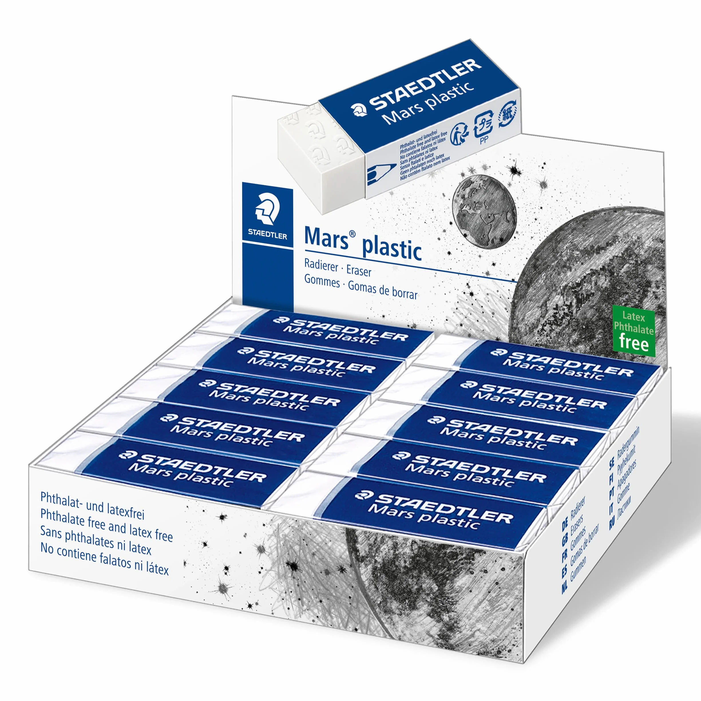 Staedtler Mars Plastic 526 50 Goma de borrar blanca, Caja 20 unidades