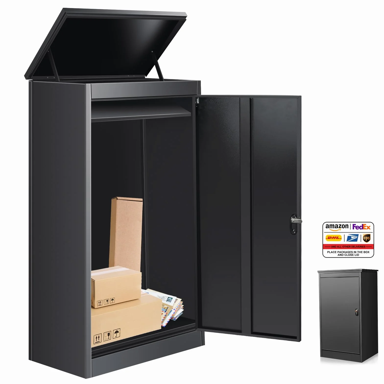 Express Package Delivery Box - Caja para uso exterior, ultraespacio para paquetes con llave, gres, resistente al agua y anticipación de robos (120 cm/50 pulgadas)