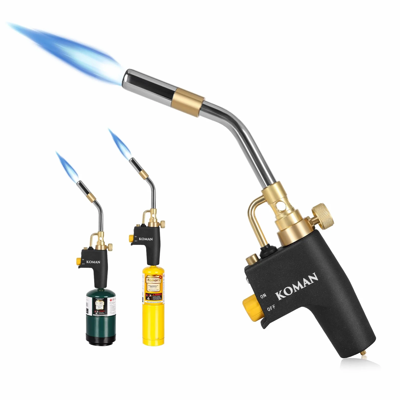 KOMAN Cabezal de antorcha de propano, kit de antorcha de propano, antorcha de gas Mapp, linterna de soldadura, cabezal de antorcha de propano con encendedor, cabezal de antorcha de soldadura de MAPP,