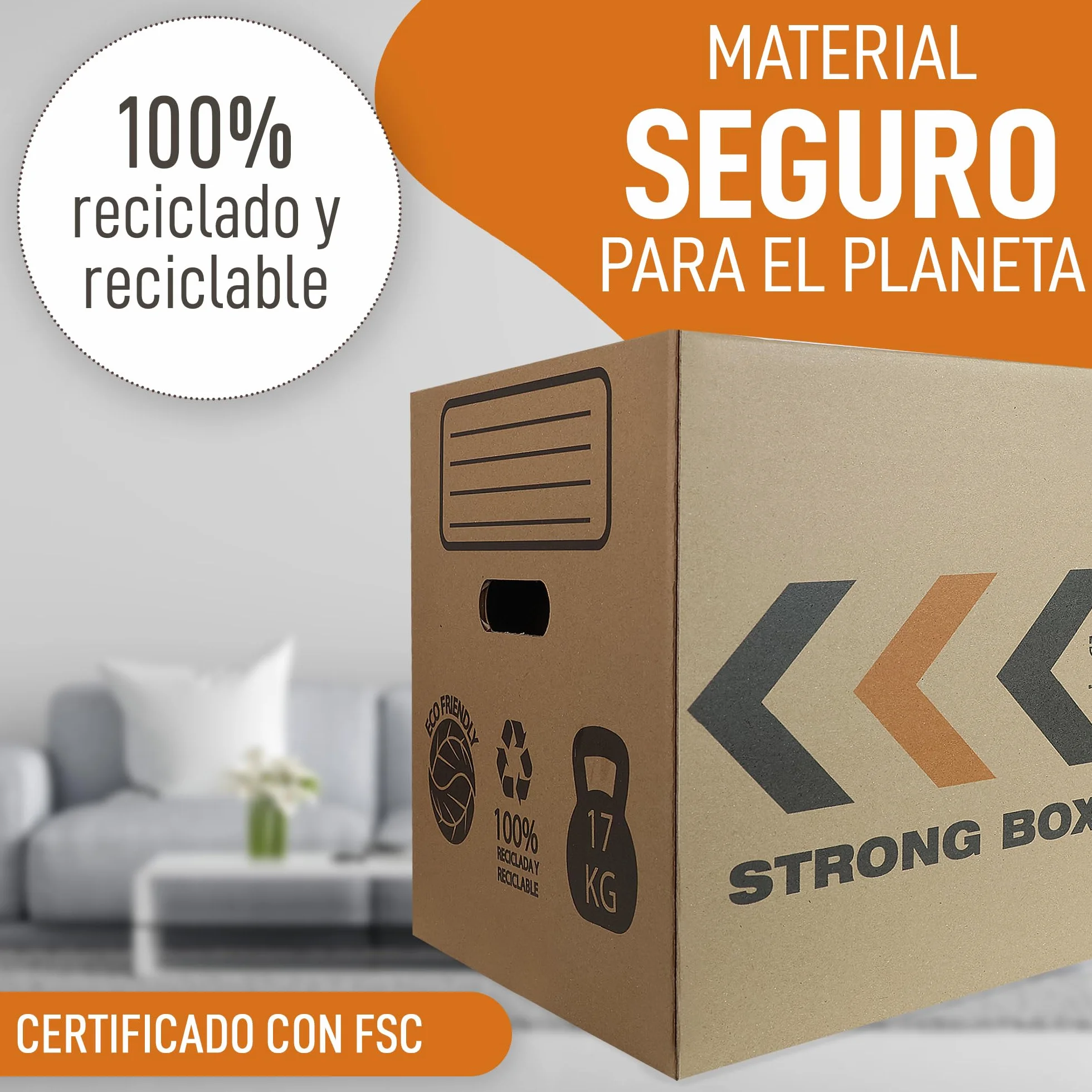 Cajas Mudanza 10 Pack + Rollo Burbujas - Cajas Carton 50x30x30 Reforzadas FSC Reutilizables