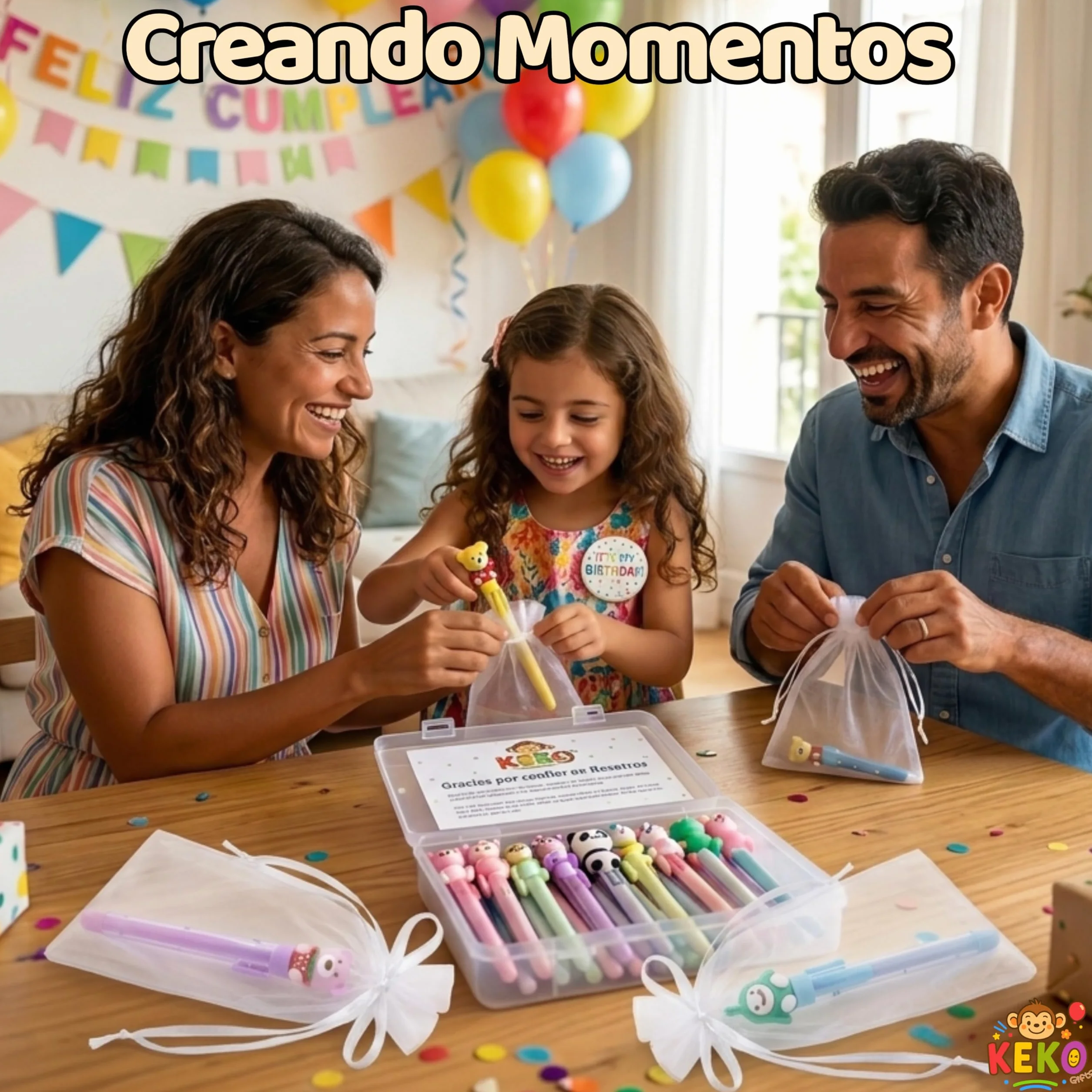 KeKo Pack 30 Gomas de Borrar Divertidas, Bolsas, Chapa Cumpleañera, Regalos Cumpleaños Niños Colegio