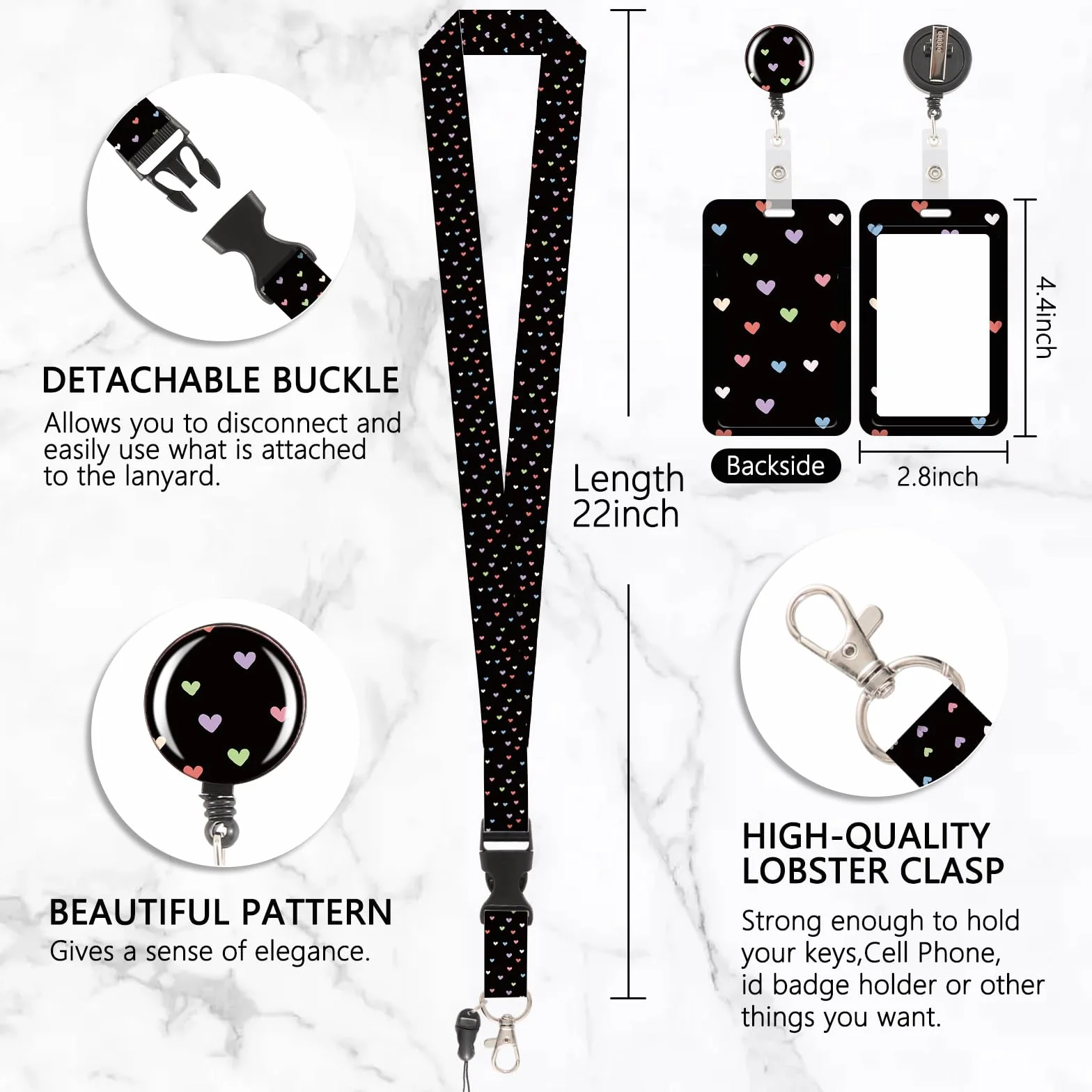 Porta Tarjetas Identificativas con Lanyard y Llavero Extensible para Mujeres, Profesores, Enfermeras, Doctores, Estudiantes