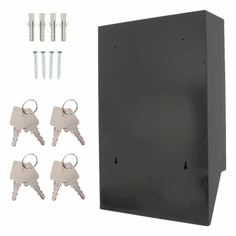 Rottner Depot - Sistema de 4 buzones de acero plateado y negro, cerradura de cilindro, 2 llaves cada una
