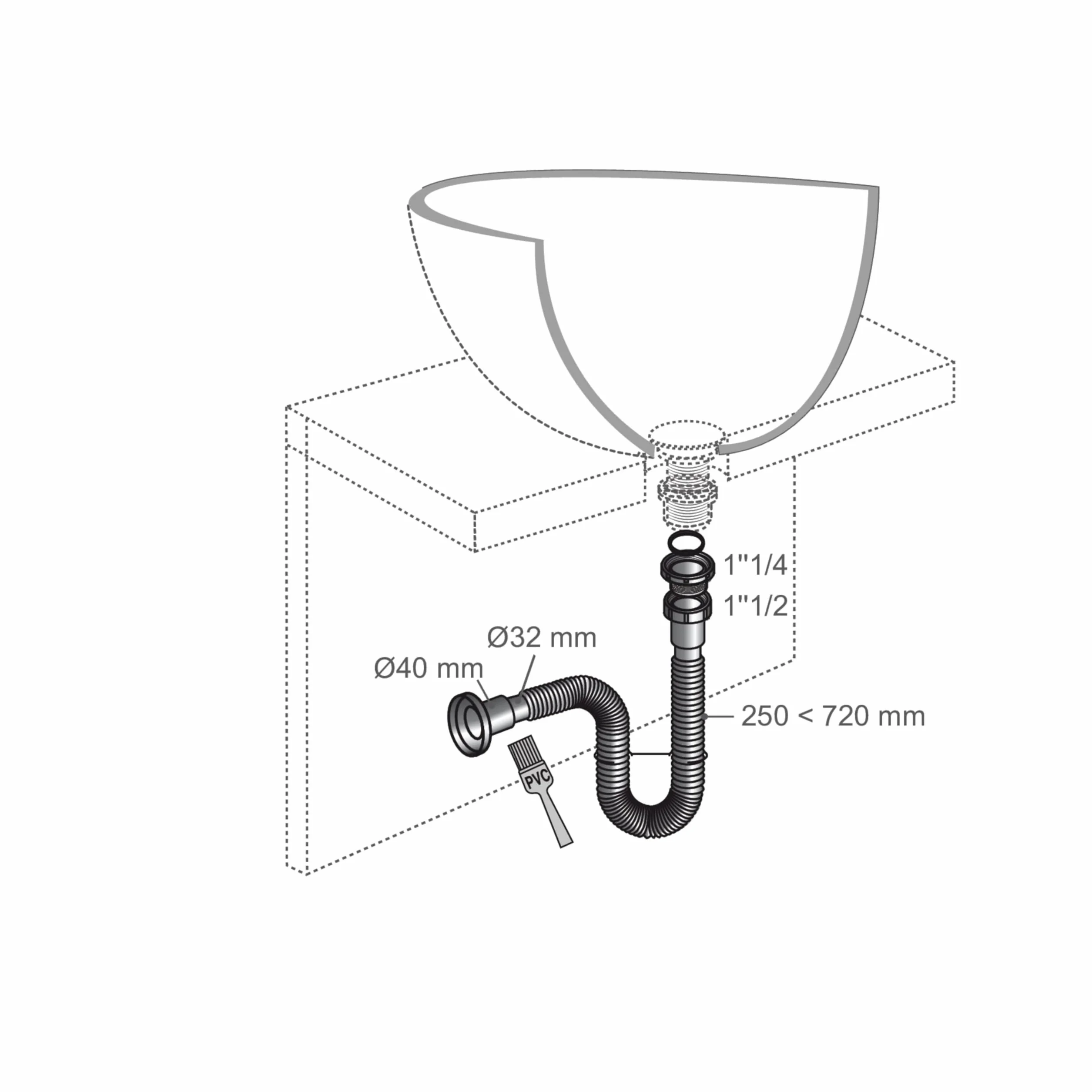 Wirquin sifón extensible cromo lavabo D32 – 40