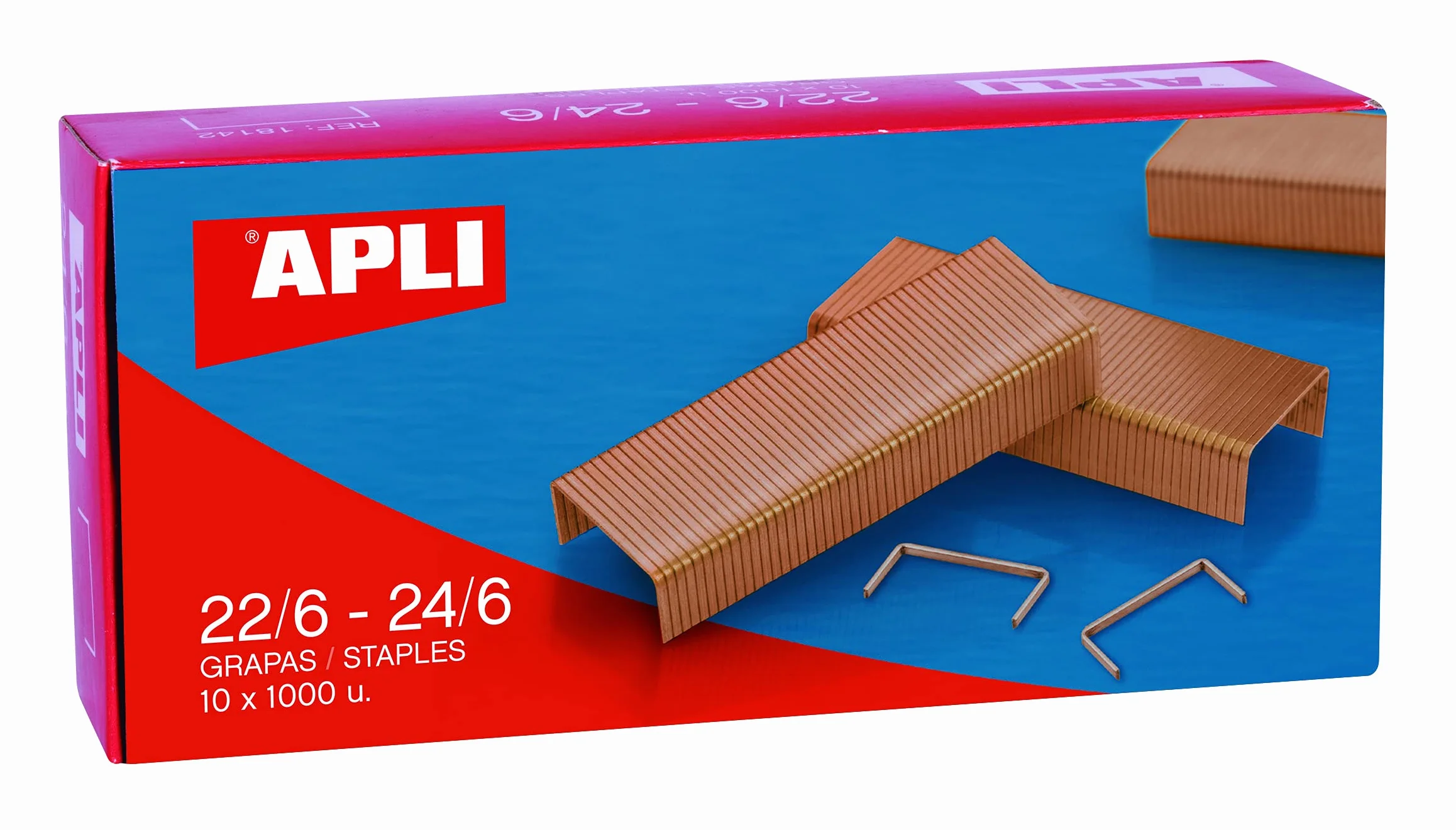 APLI 18964 Pack 10.000 Grapas de Cobre Galvanizadas No. 22/6-24/6 10 Cajitas de 1000