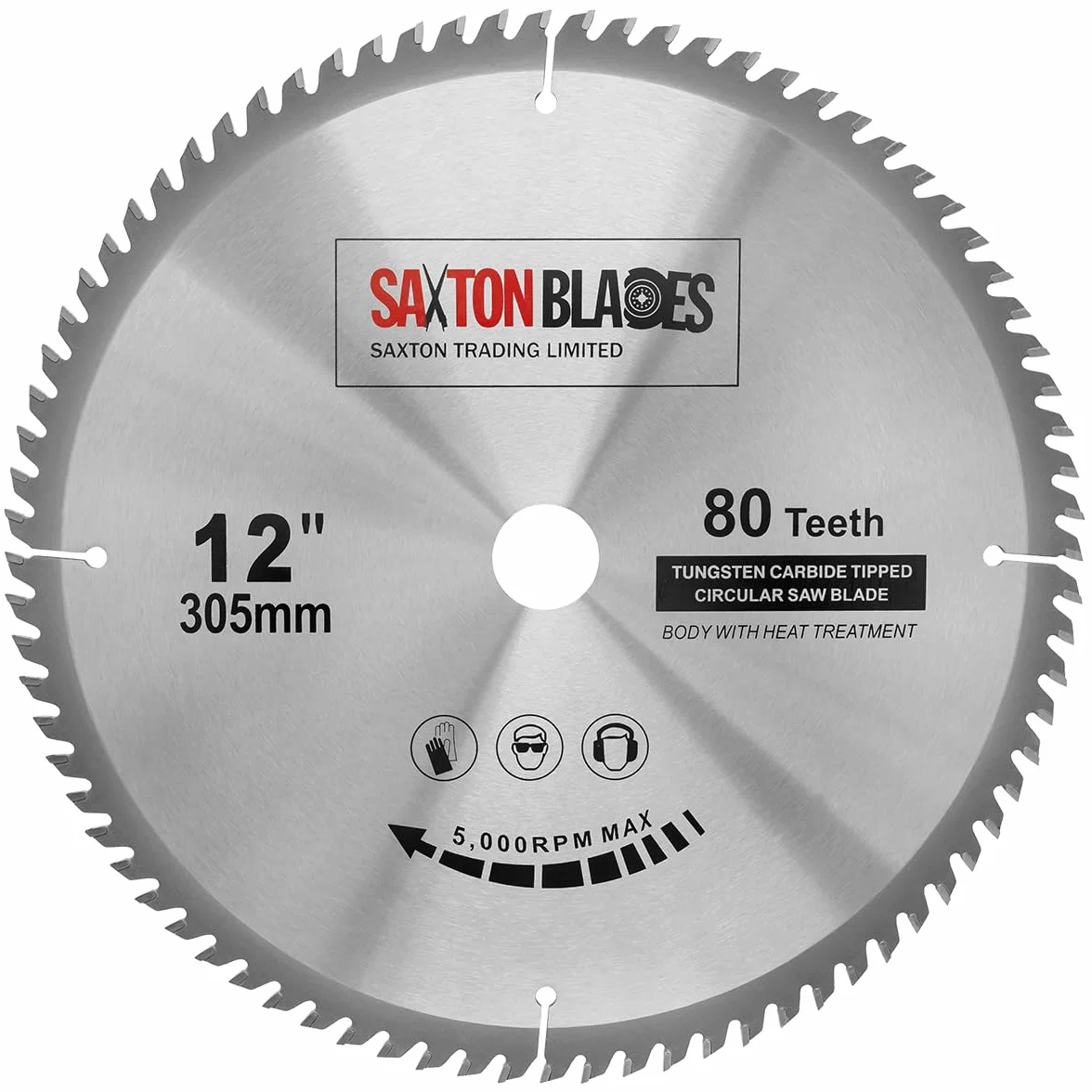 TCT30580T - Hoja de sierra circular de madera Saxton TCT, 305 mm x 30 mm x 80 t, para Bosch Makita Dewalt