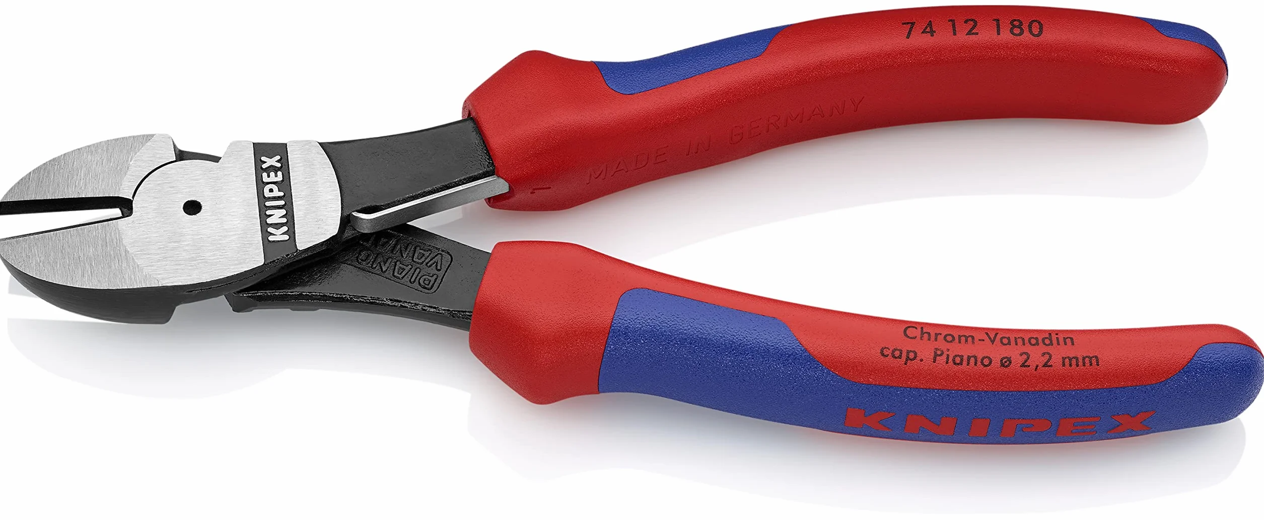 KNIPEX Alicates de corte diagonal de fuerza con mangos confort 180 mm, 74 12 180