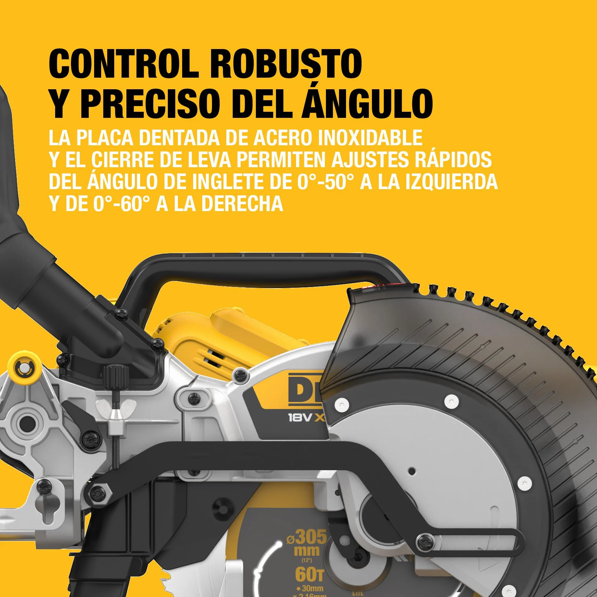 DEWALT Tronzadora 18V XR 305mm. Corte de alta capacidad y precisión con motor sin escobillas, control avanzado del polvo y compatibilidad con la batería XR, sólo herramienta, DCS782N-XJ