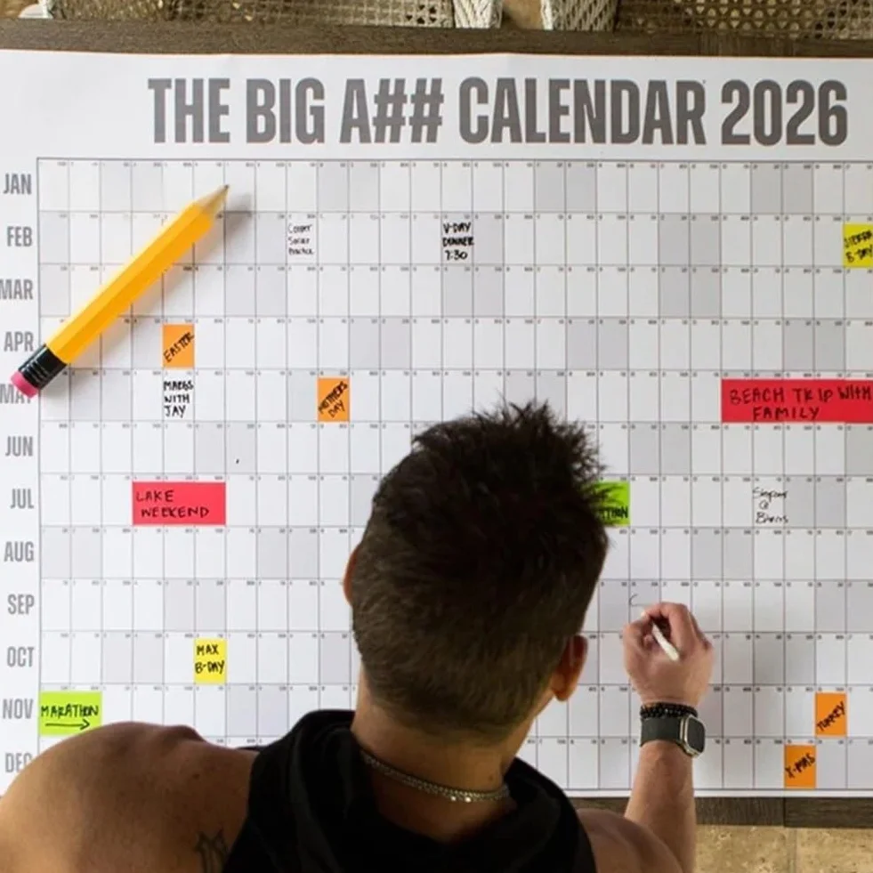 Calendario de pared Big A 2026 borrado en seco anual codificado por colores