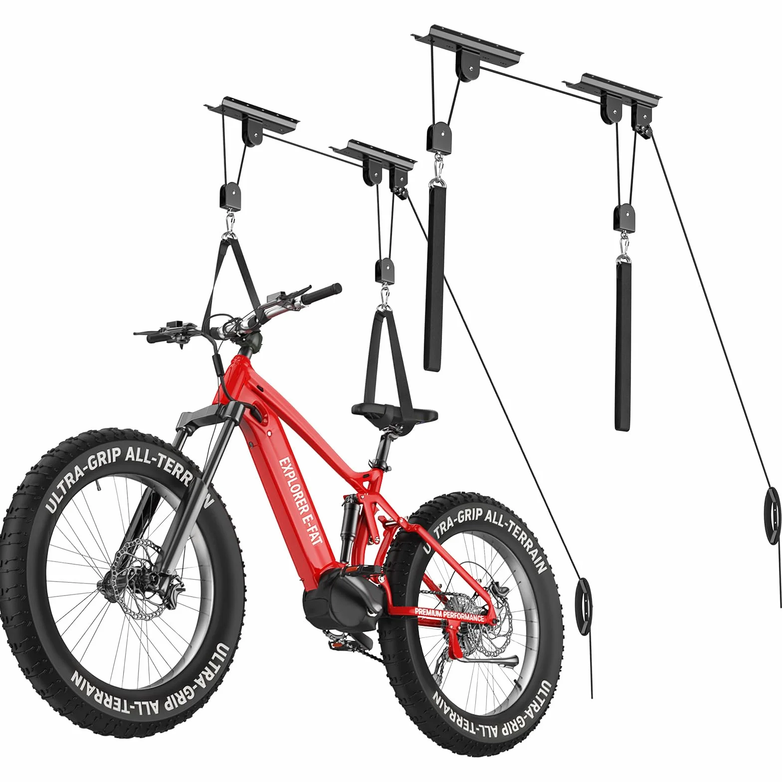 Housolution Elevador Bicicletas, [2 Unidad] Sistema Polea 88Lbs, Apto Techos 10-16 Pies, Sistema Almacenaje Techo Resistente para Bici Carretera, MTB, Fatbike, Ebike, Escaleras, Snowboard