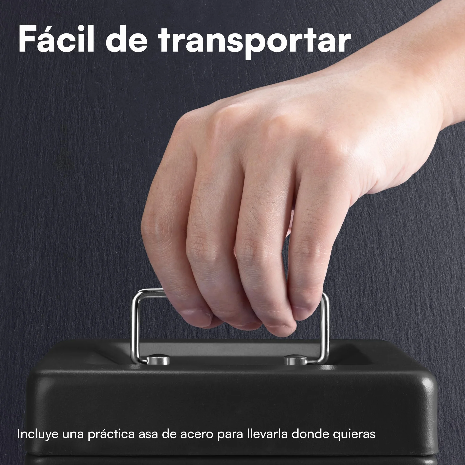 Caja de caudales H&S de acero con cierre y dos llaves 15 cm negro