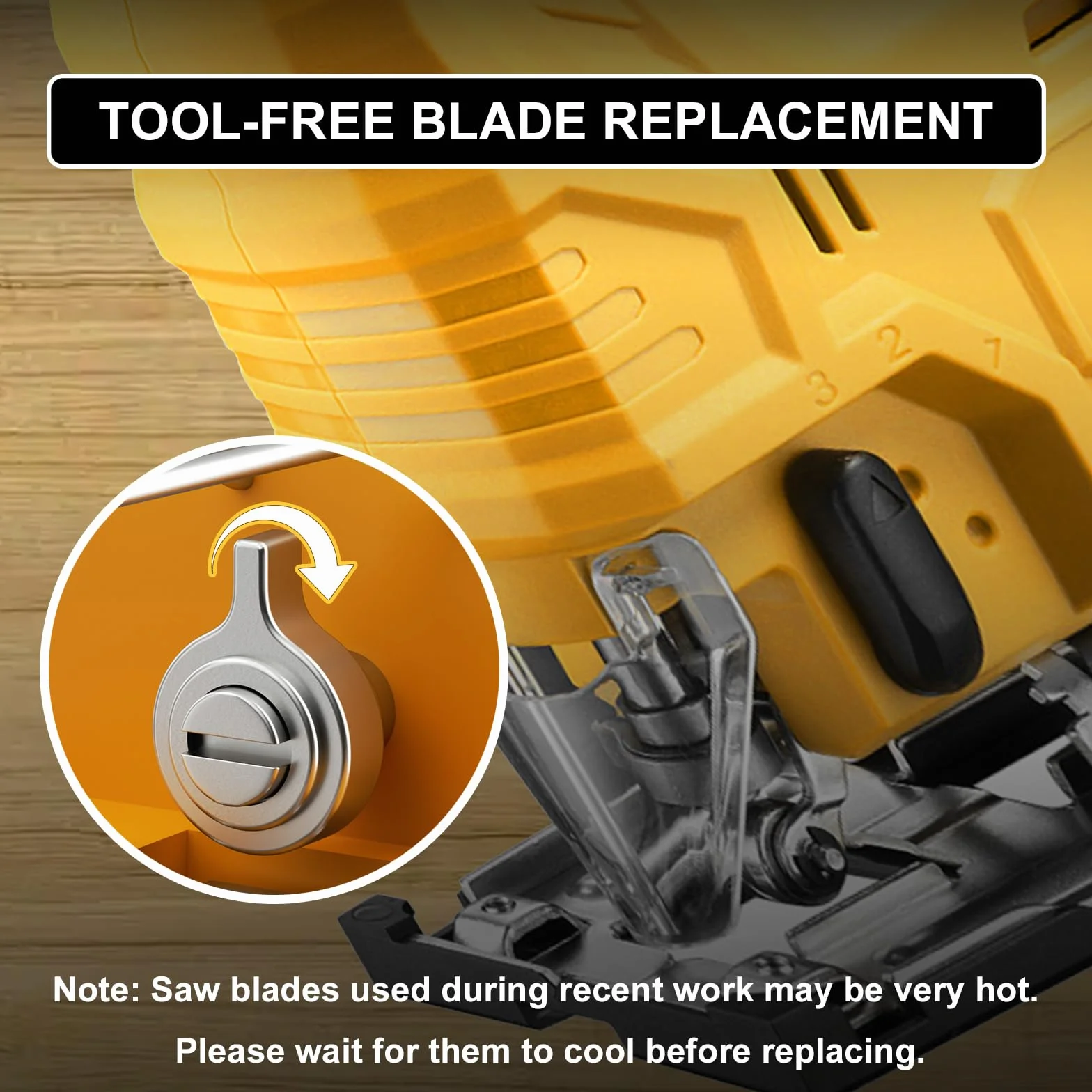 Sierra caladora inalámbrica compatible con batería Dewalt de 20 V, sierra caladora sin escobillas con 6 cuchillas, 4 juegos orbitales para corte de madera, plástico y metal (solo herramienta, sin