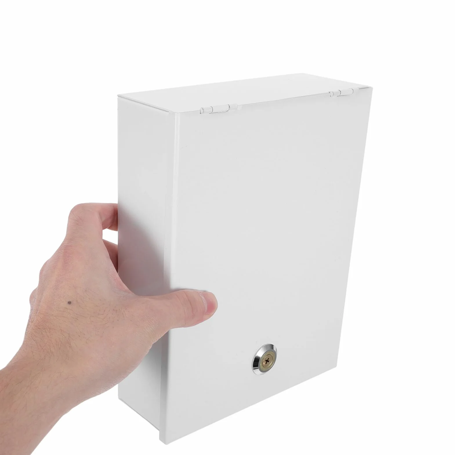SHINEOFI Caja de Hierro Blanco con Cerradura para Interruptores de Alarma, Montaje en Pared, Pequeña Caja de Seguridad para Llaves