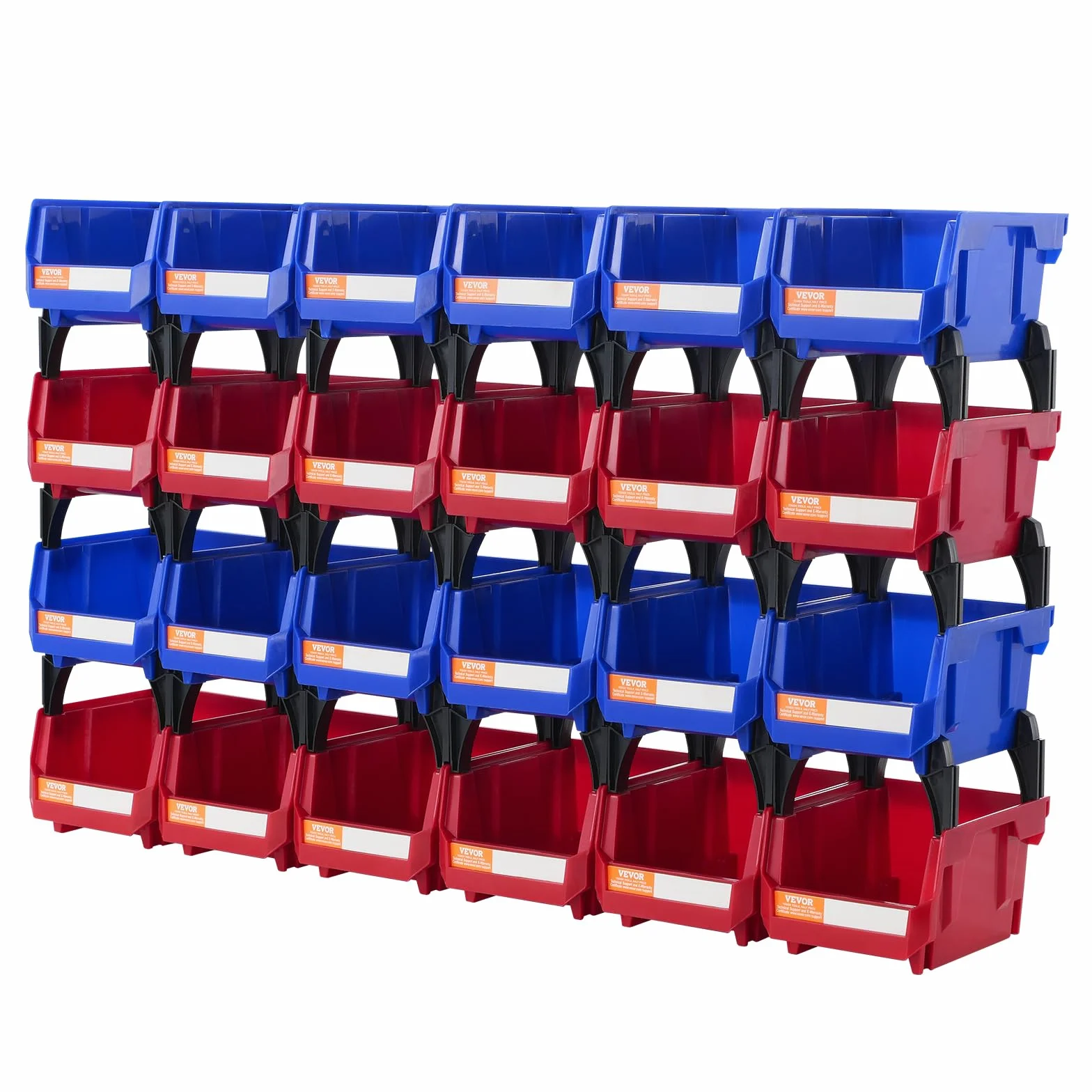 VEVOR Contenedor de Pernos 24 Cajas de Almacenamiento Apilables para Taller 137 x 105 x 78 mm Combinación Azul/Roja Contenedor de Herramientas para Armario, Cocina, Oficina, Despensa, Estante, Pared