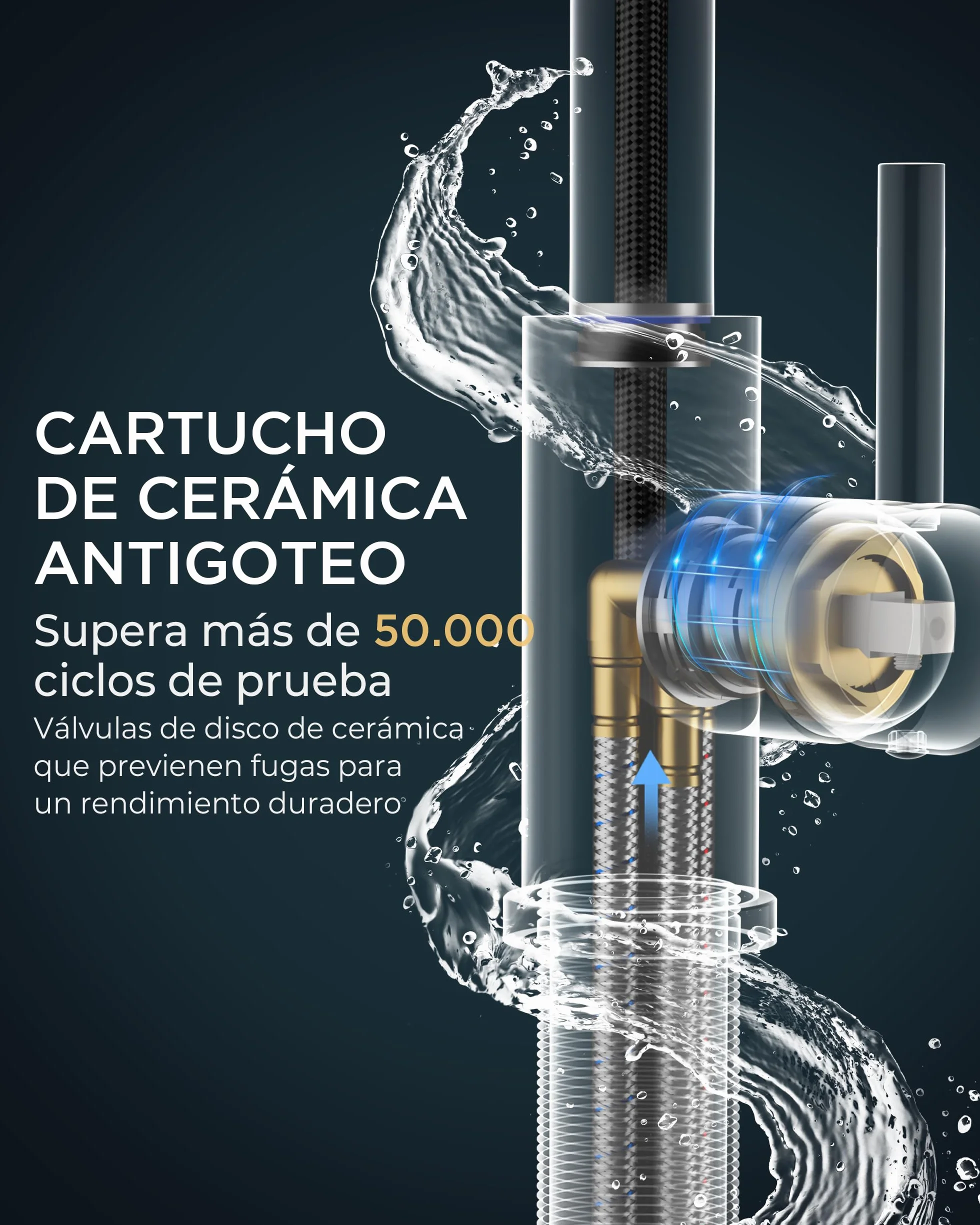 FORIOUS Grifo Cocina, Grifo Cocina Fregadero Extraíble, Torneira Cozinha de Curva Alta con 2 Modos de Rociado, Giro de 360°, Negro Mate