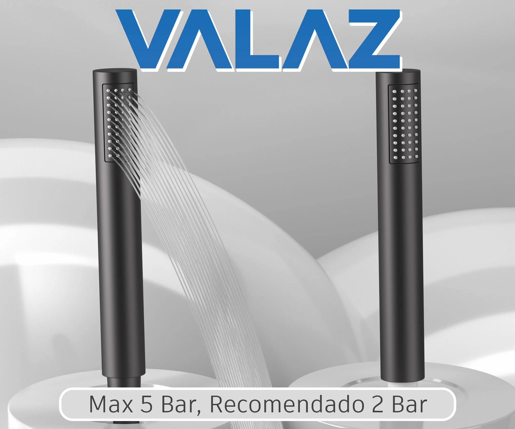 VALAZ bateria empotrada monomando redonda a pared Negro mate Serie Cenia z rociador deszczownica 20cm