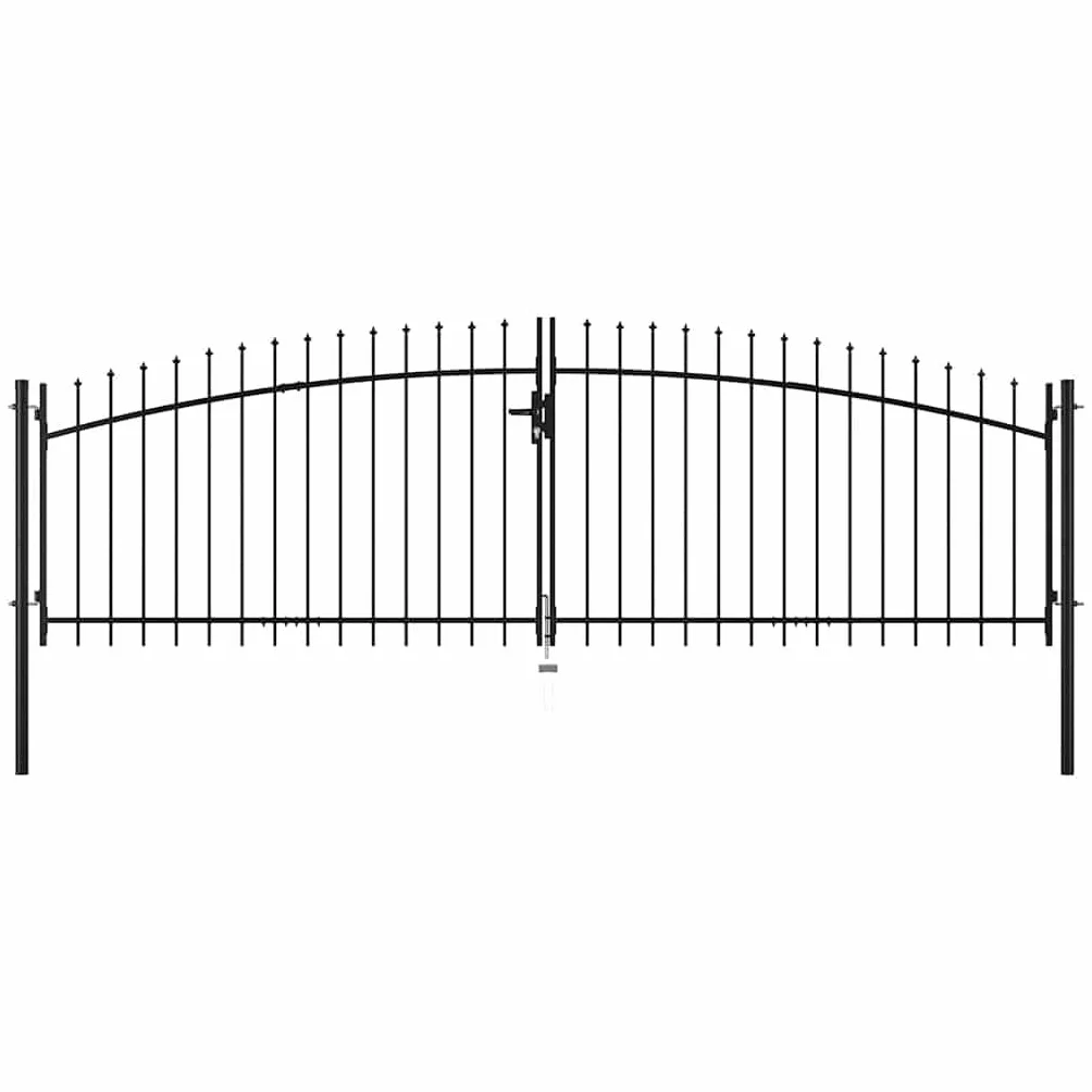 vidaXL Puerta Doble para Valla Woerden con Puntas de Lanza Hogar Huerto Piscina Porche Cancela Pórtico Portillo Portón Abertura Paso Bricolaje 400x149,5 cm