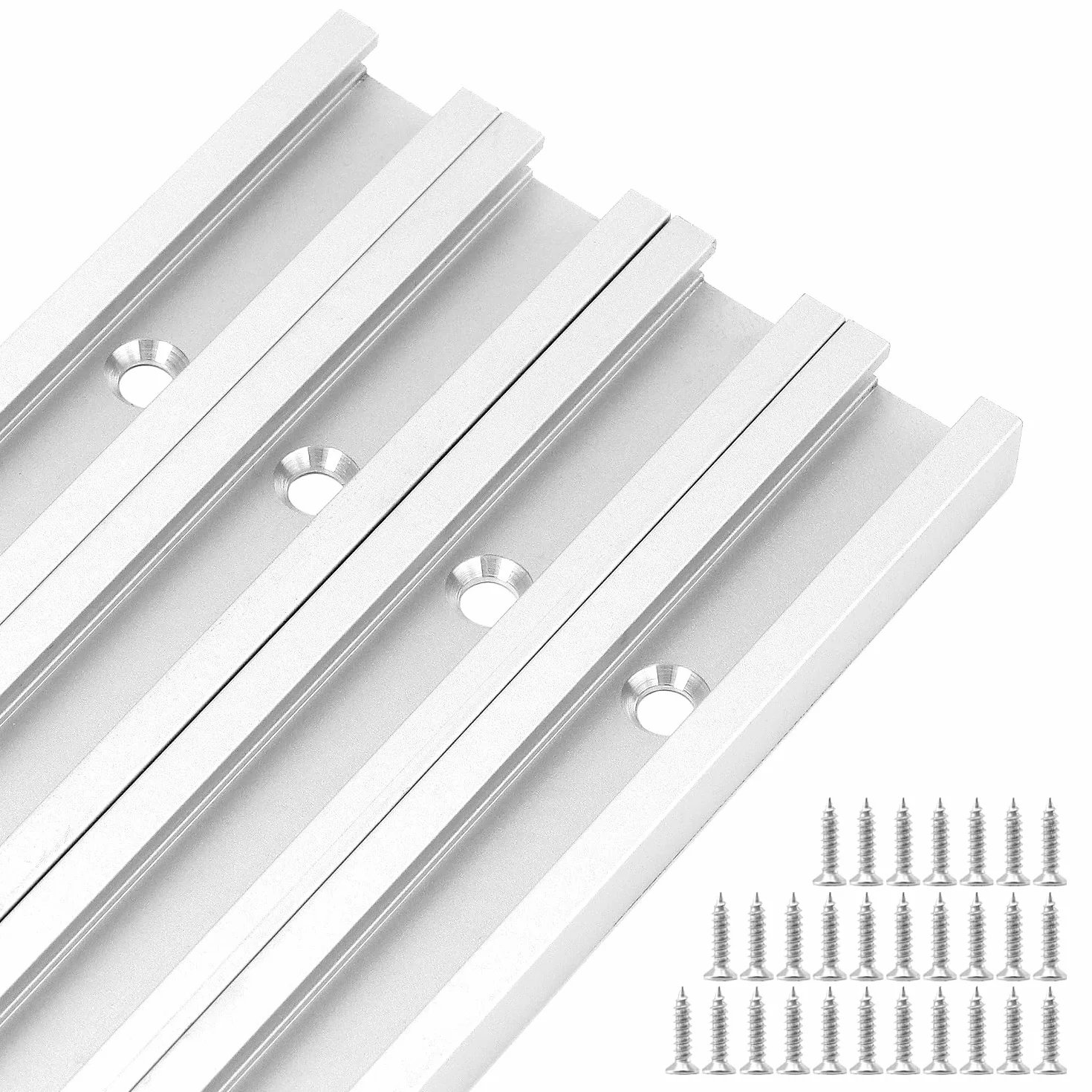 QWORK® 4 Piezas 1220mm T-Slot Track, Carril Guia en T de Aluminio para Tabla de Enrutador