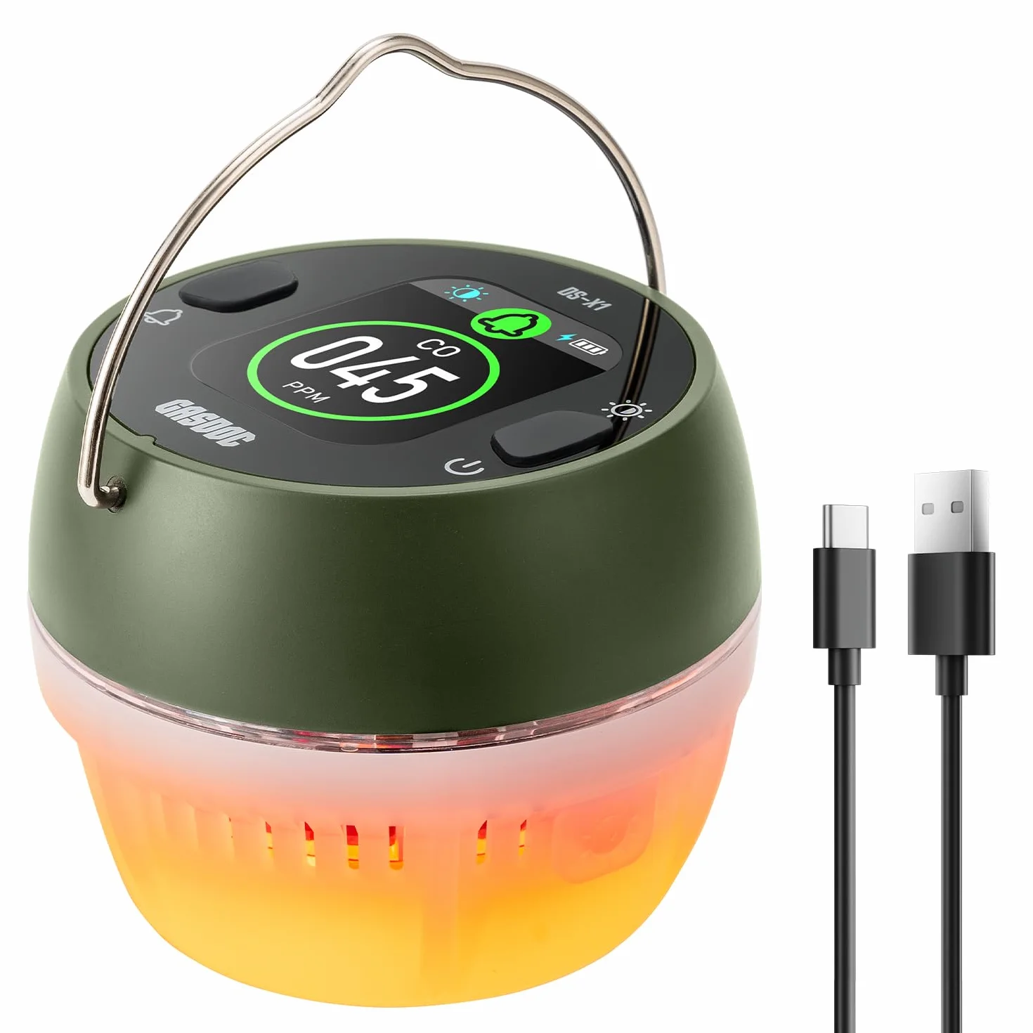 GasDoc DS-X1 Detector Portátil de Monóxido de Carbono con Luz Ambiental, Detector CO con Soporte Magnético y Gancho, Monitor CO de Viaje con Alarma Sonora y Visual para Camping, RV y Coche