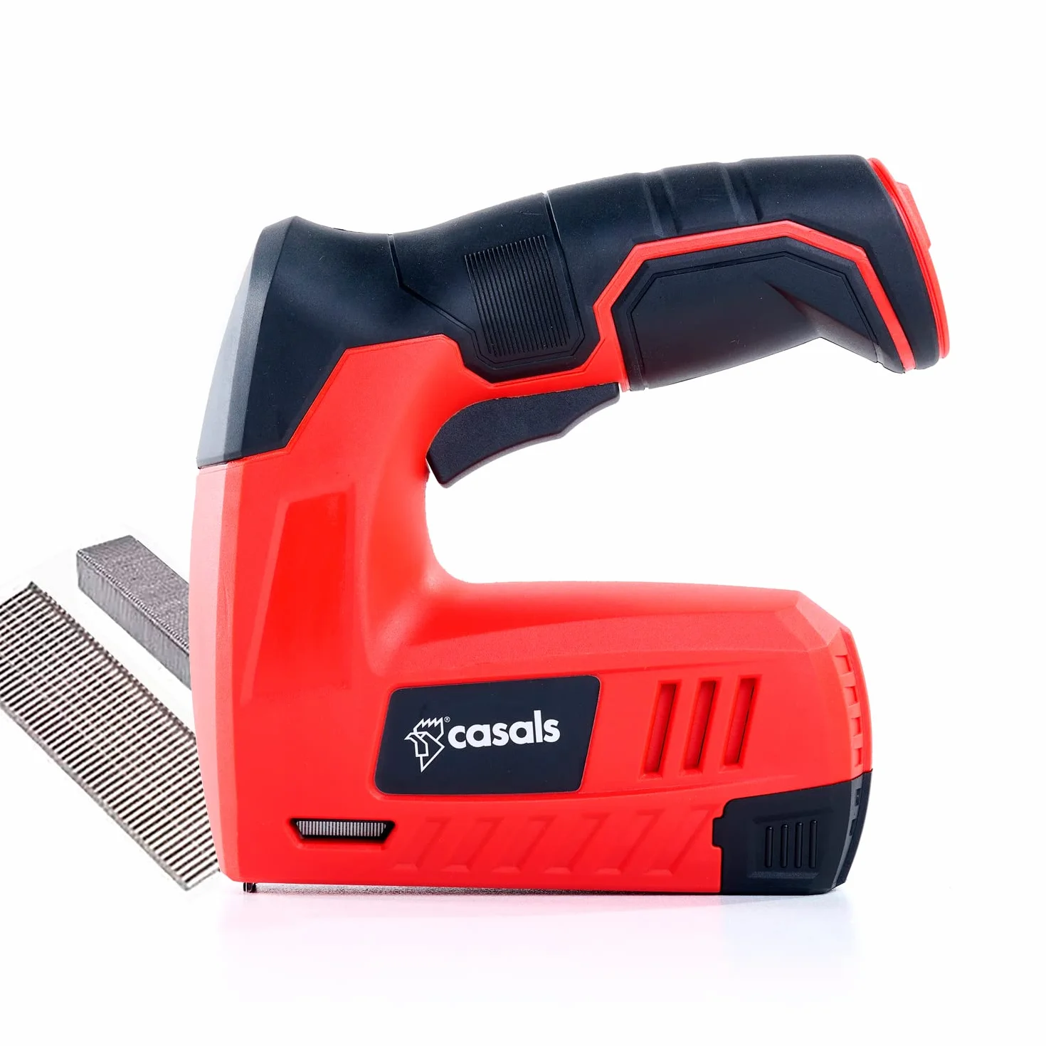 Casals - Grapadora Clavadora Eléctrica sin Cable 4v | 1300mAh |2en1| 40 impactos/min | Grapas (tipo 53) Clavos (tipo 47) | Deposito Extraible | Mango Goma Ergonómico | Batería Cargador USB