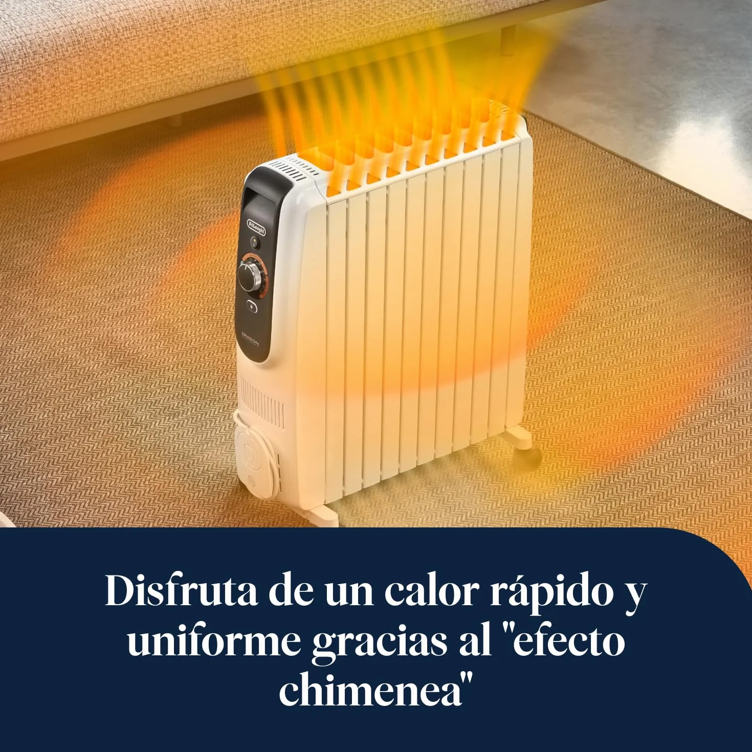 De'Longhi Dragon EasyTronic – Radiador de Aceite para Estancias hasta 75 m³, Calefactor Eléctrico con Termostato de Seguridad, 10 Aletas, Calefacción con 12 Niveles, Portátil, 2500W, Blanco (TRD51025)