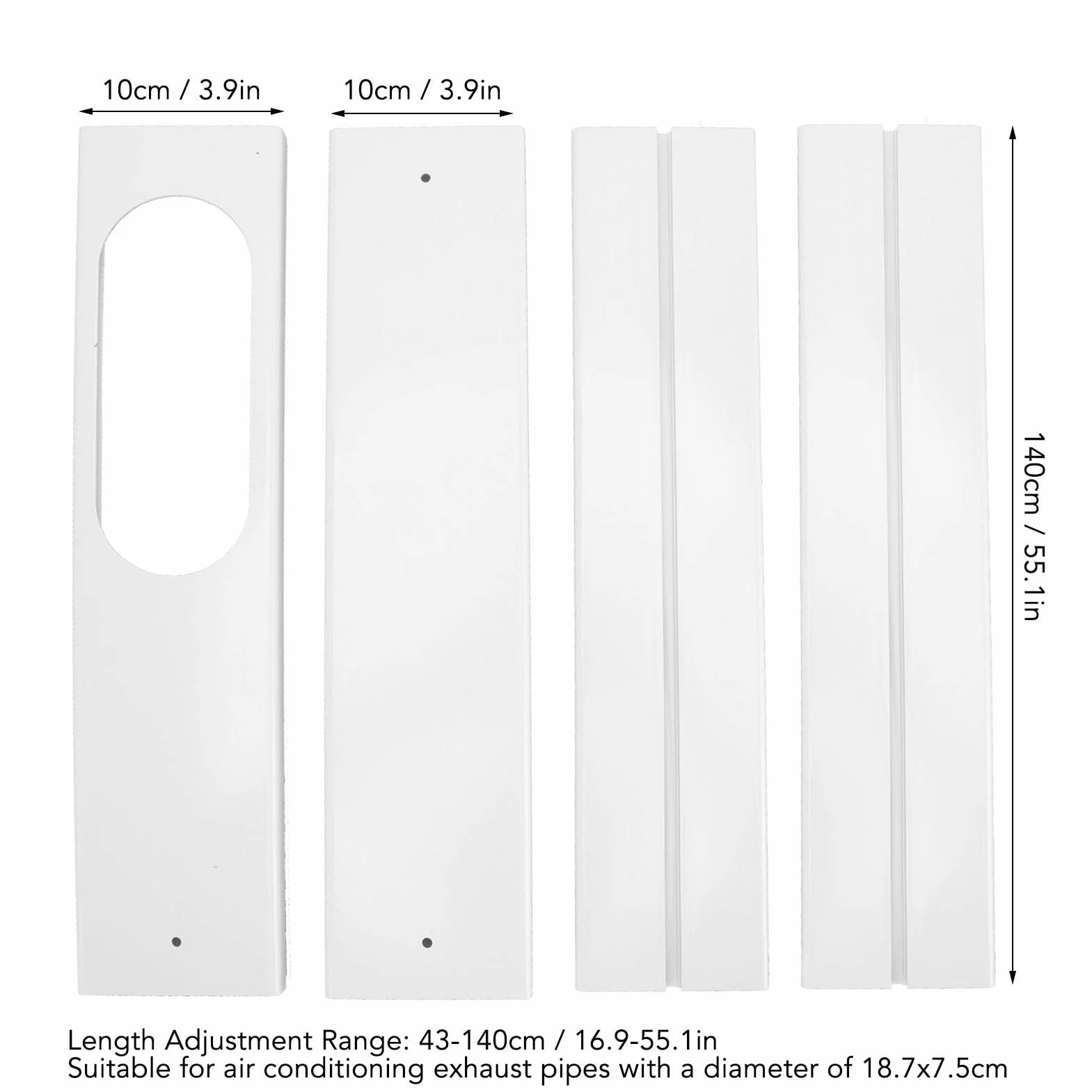 Kit De Ventana De Aire Acondicionado Portátil De 4 Piezas, Kit De Ventilación De CA Deslizante De PVC Para Manguera De Escape, Paneles De Sellado De Ventana Ajustables De 16.9 A 55 Pulgadas