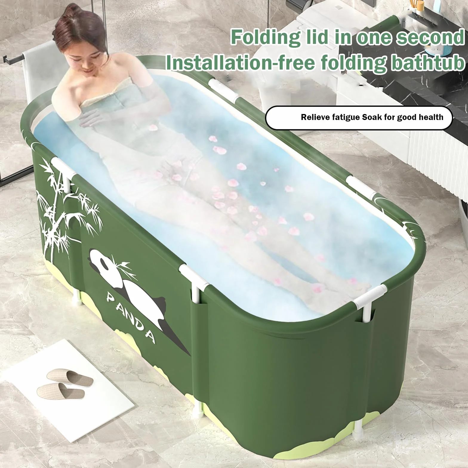 Bañera plegable Wrwache, 115 CMFaltbare Bañera para ducha, 6 capas de construcción de sujeción,Bañera de pie para parejas para ducha, baño caliente, baño de hielo